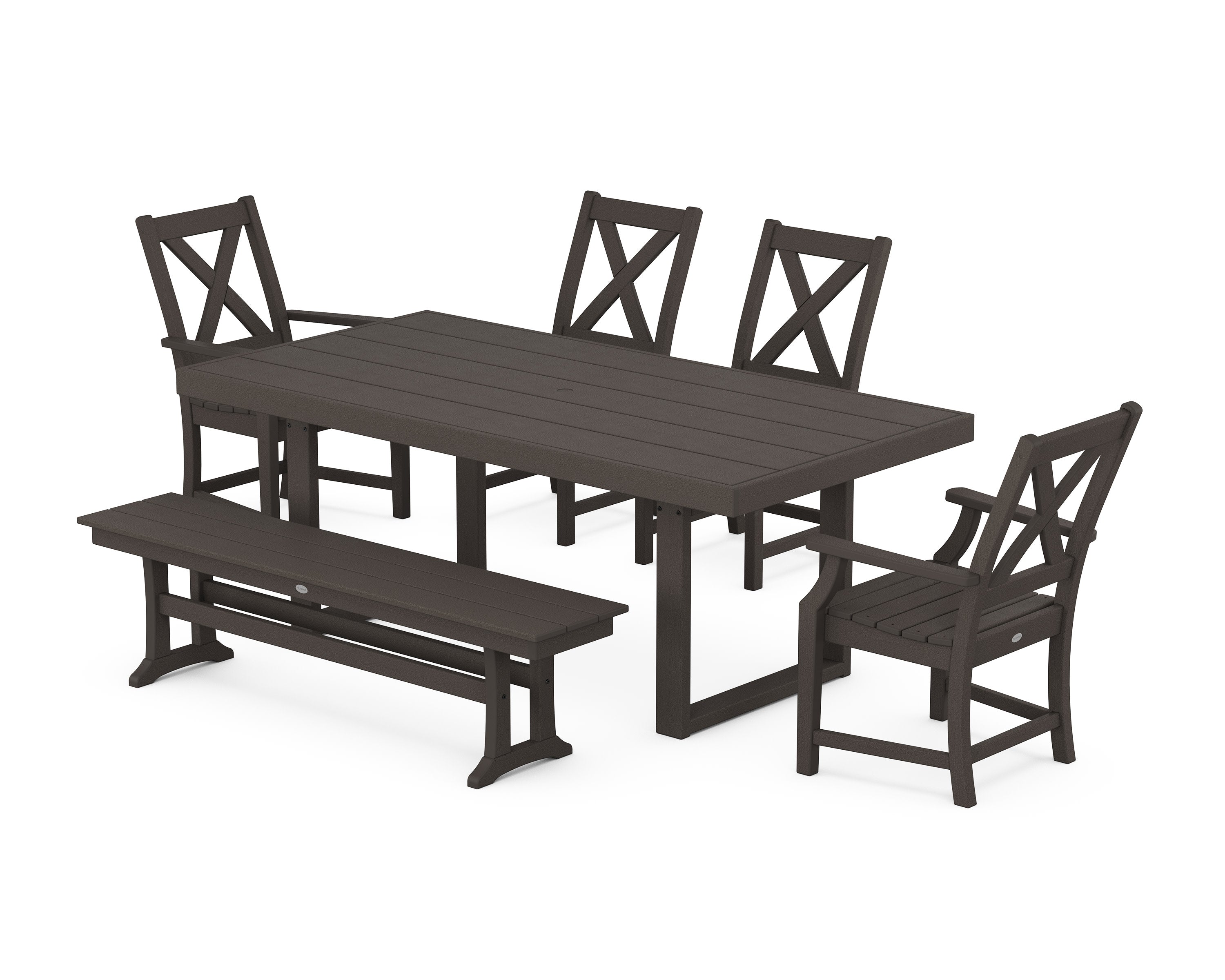 Braxton 6-Piece Dining Set with Bench in Vintage Coffee