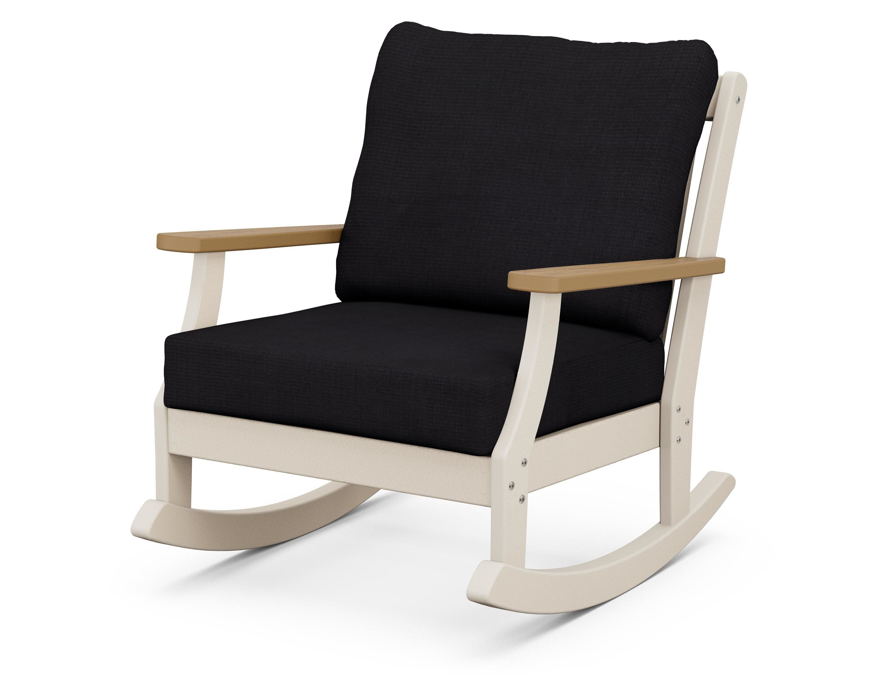 Braxton Deep Seating Rocking Chair in Sand / Natural / Midnight Linen
