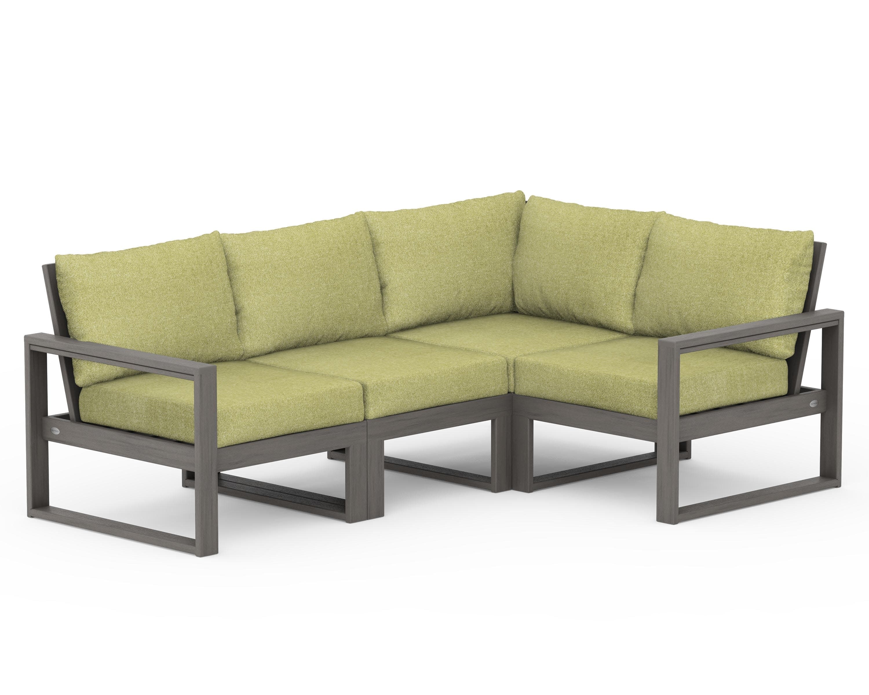 EDGE 4-Piece Modular Deep Seating Set in Driftwood / Chartreuse Boucle