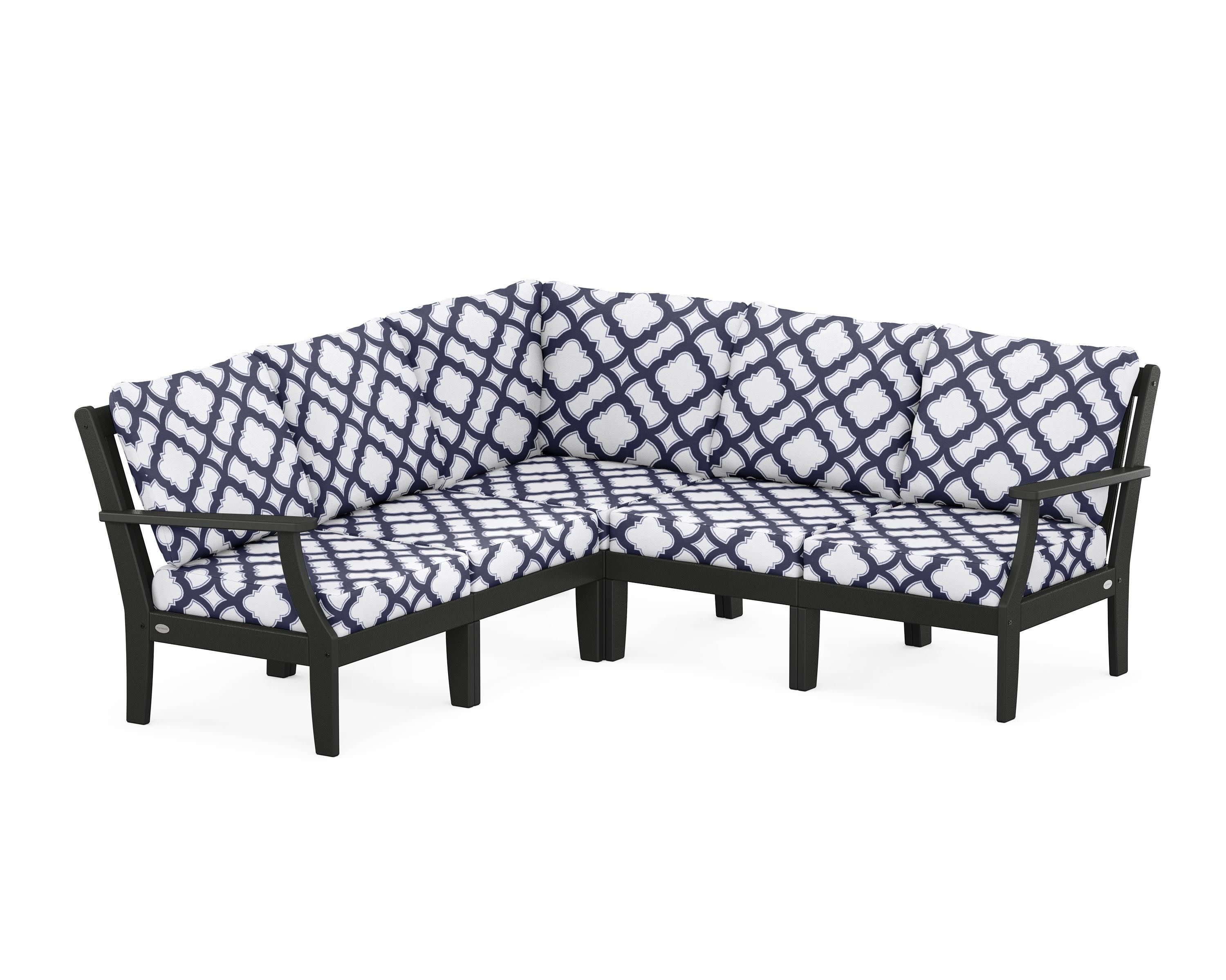 Braxton Modular 5-Piece Deep Seating Set in Black / Trellis Navy