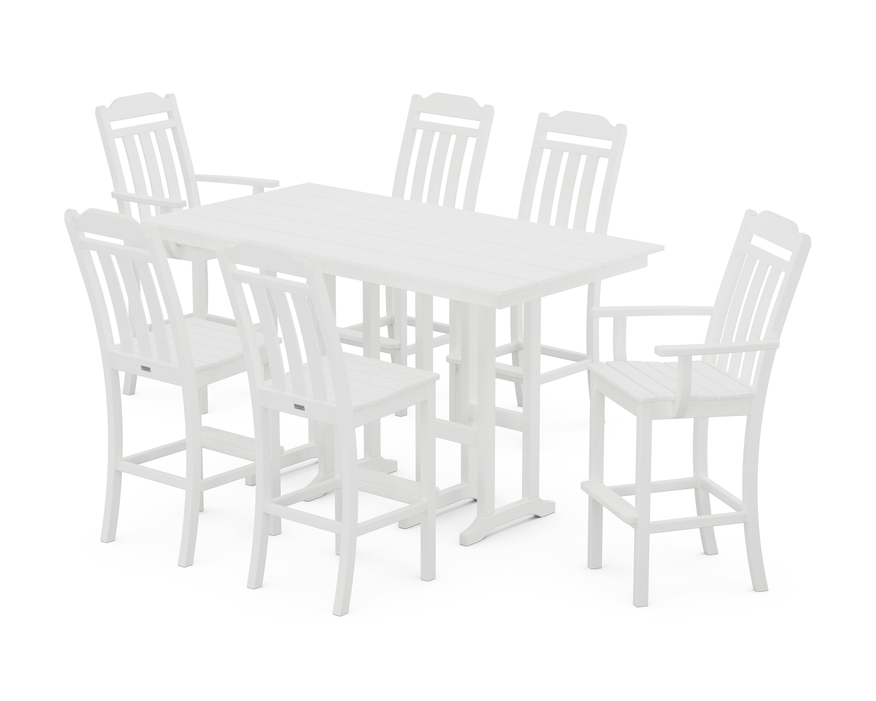 Cottage 7-Piece Farmhouse Bar Set in White