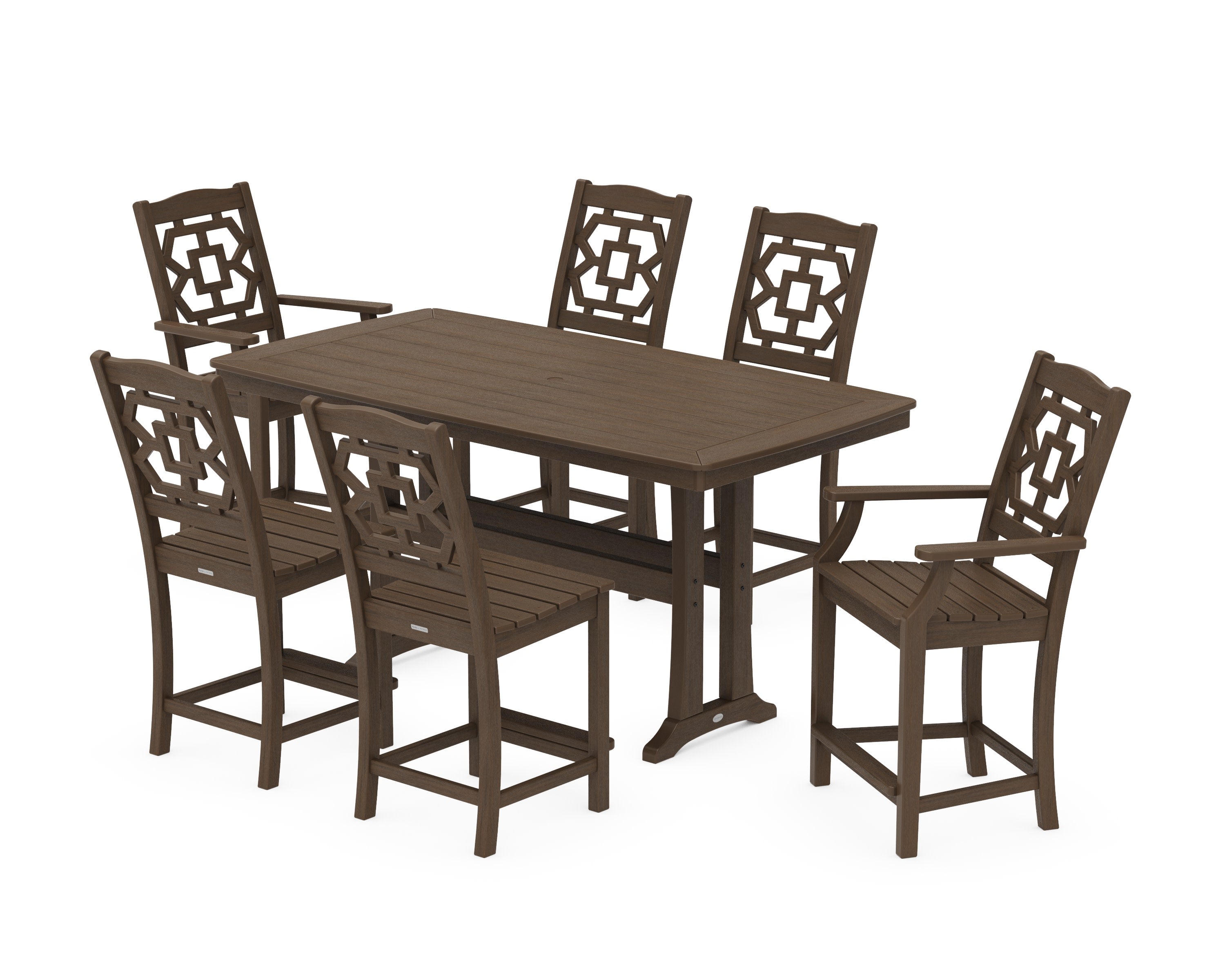 Chinoiserie 7-Piece Counter Set with Trestle Legs in Kona