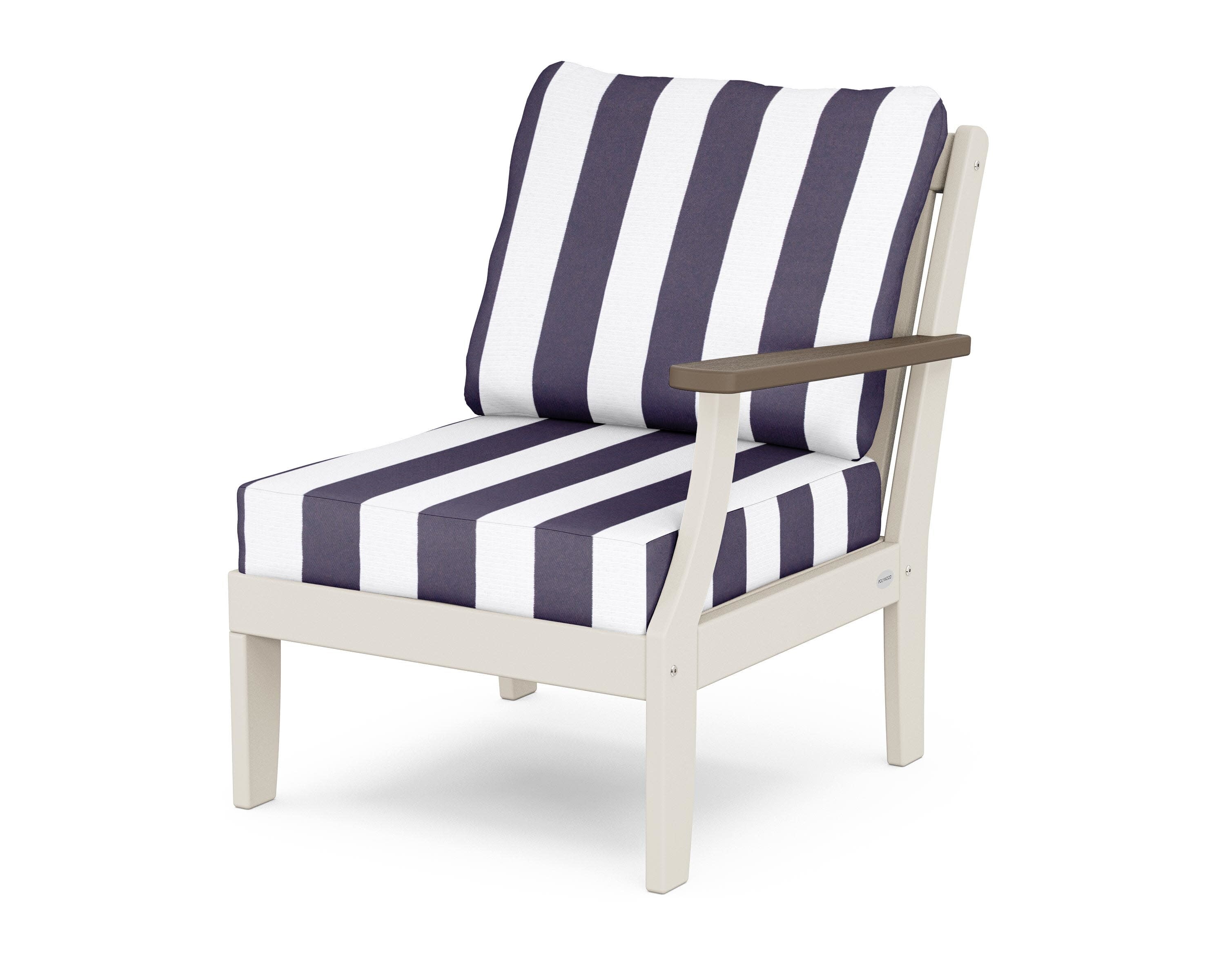 Braxton Modular Right Arm Chair in Sand / Kona / Cabana Stripe Navy