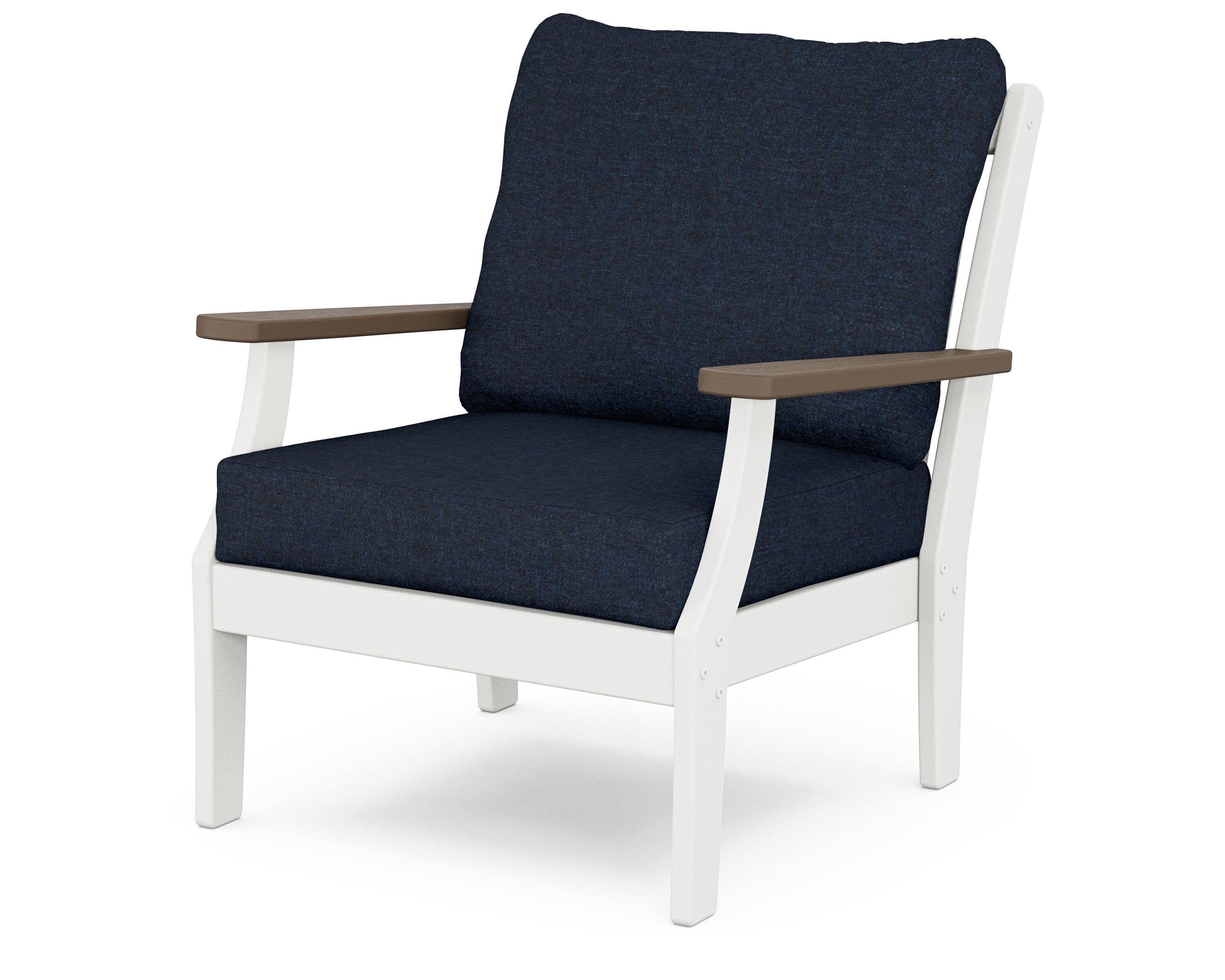 Braxton Deep Seating Chair in White / Kona / Marine Indigo