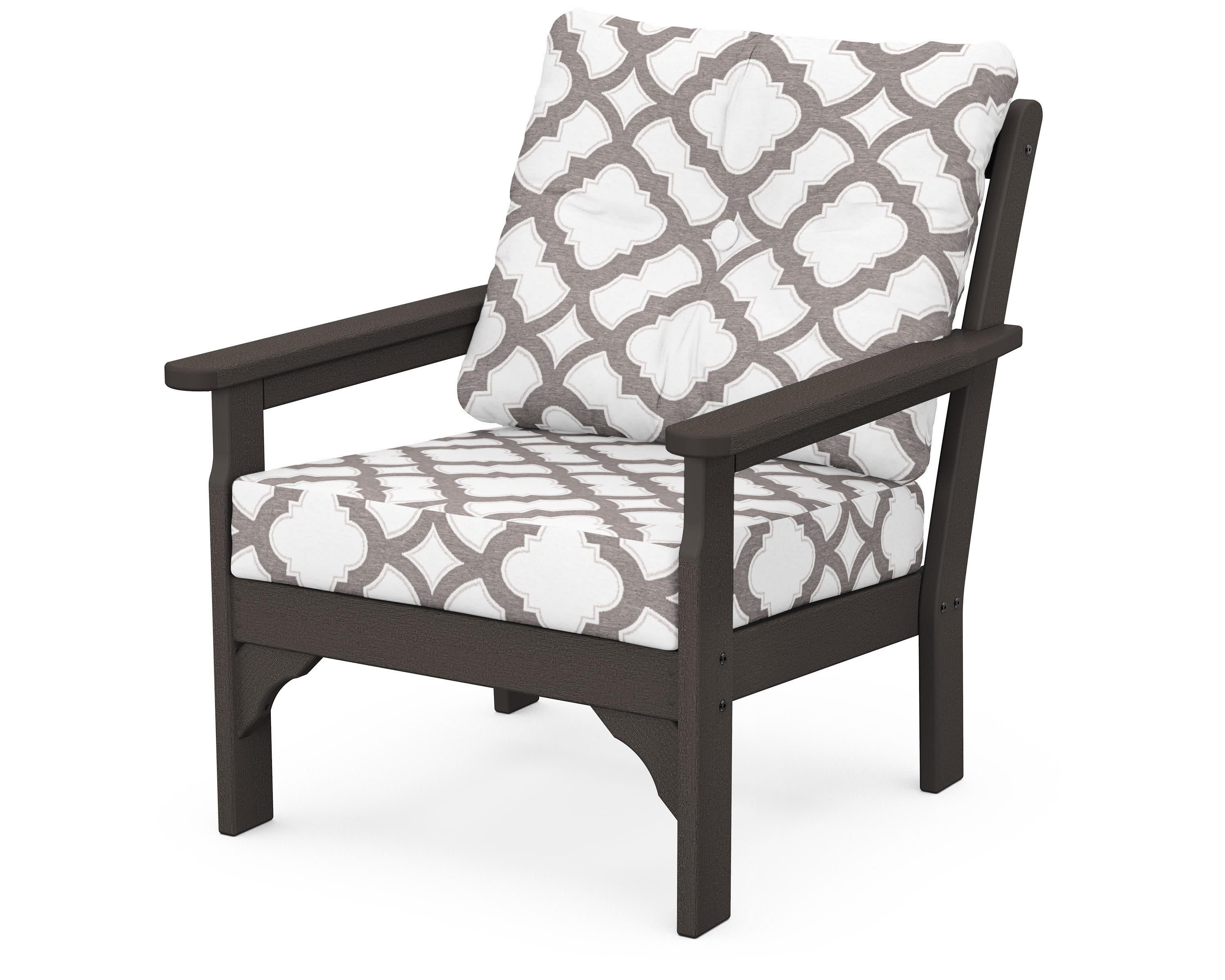 Vineyard Deep Seating Chair in Vintage Coffee / Trellis Grey Mist