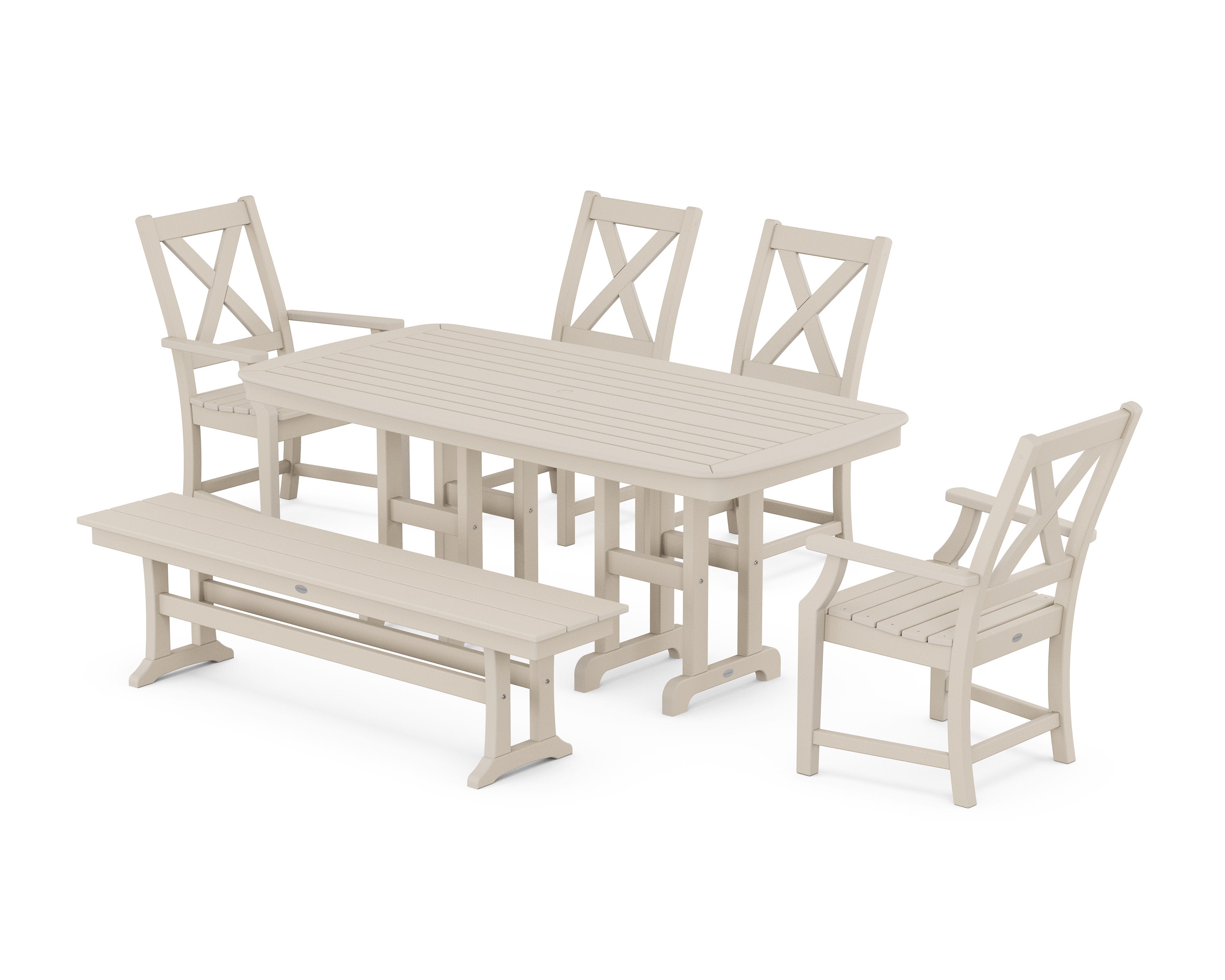 Braxton 6-Piece Dining Set with Bench in Sand