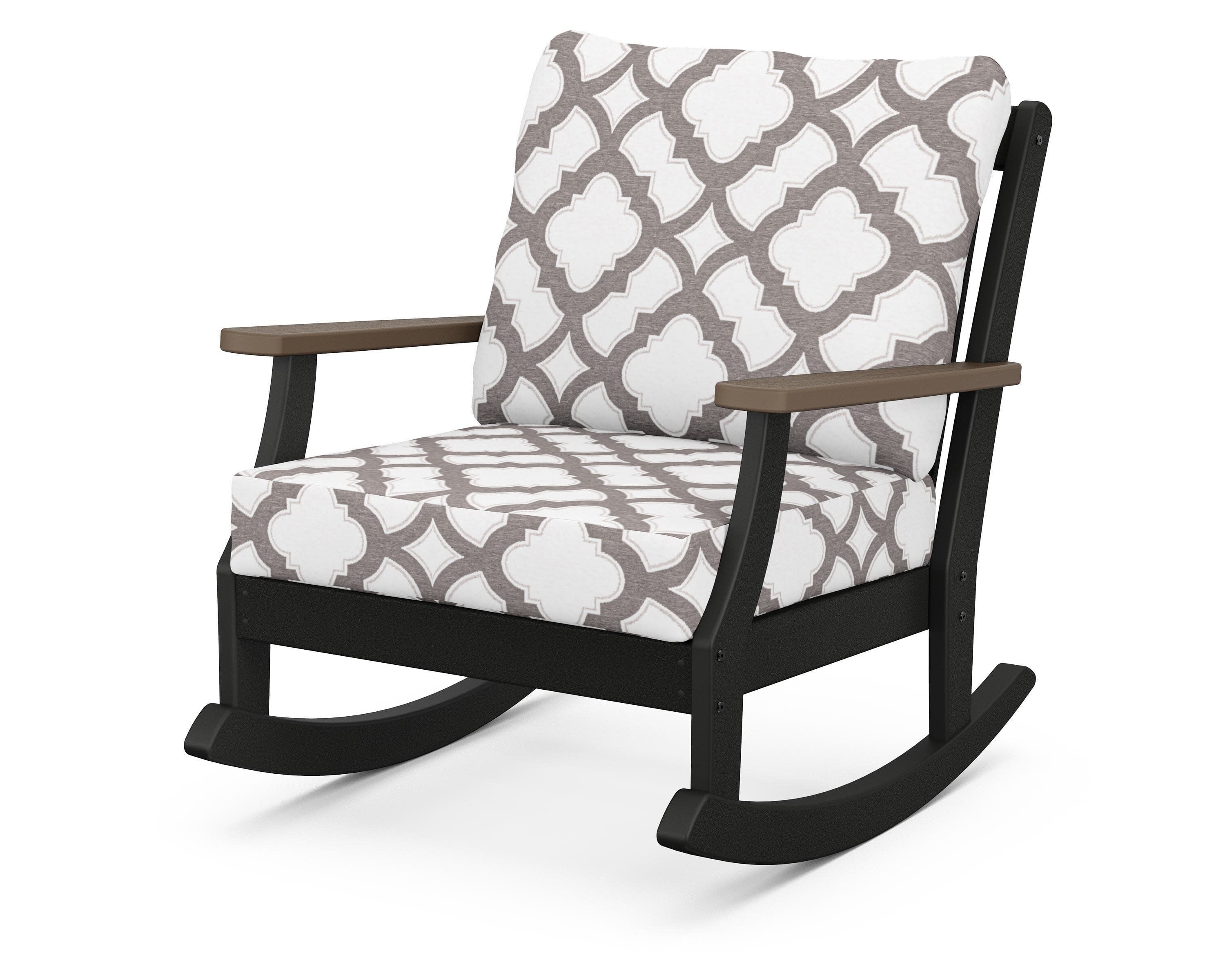 Braxton Deep Seating Rocking Chair in Black / Kona / Trellis Grey Mist