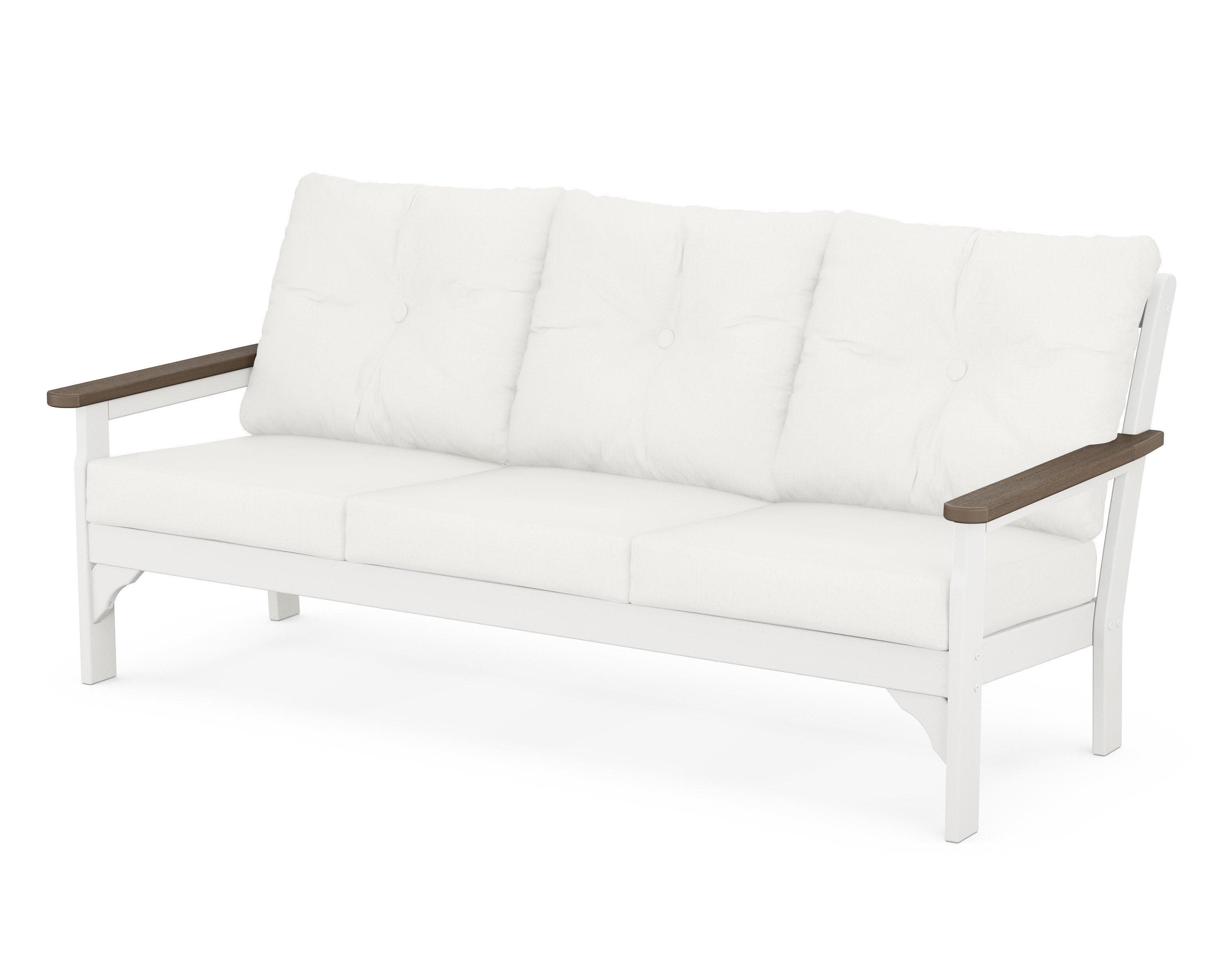 Vineyard Deep Seating Sofa in White / Kona / Natural Linen