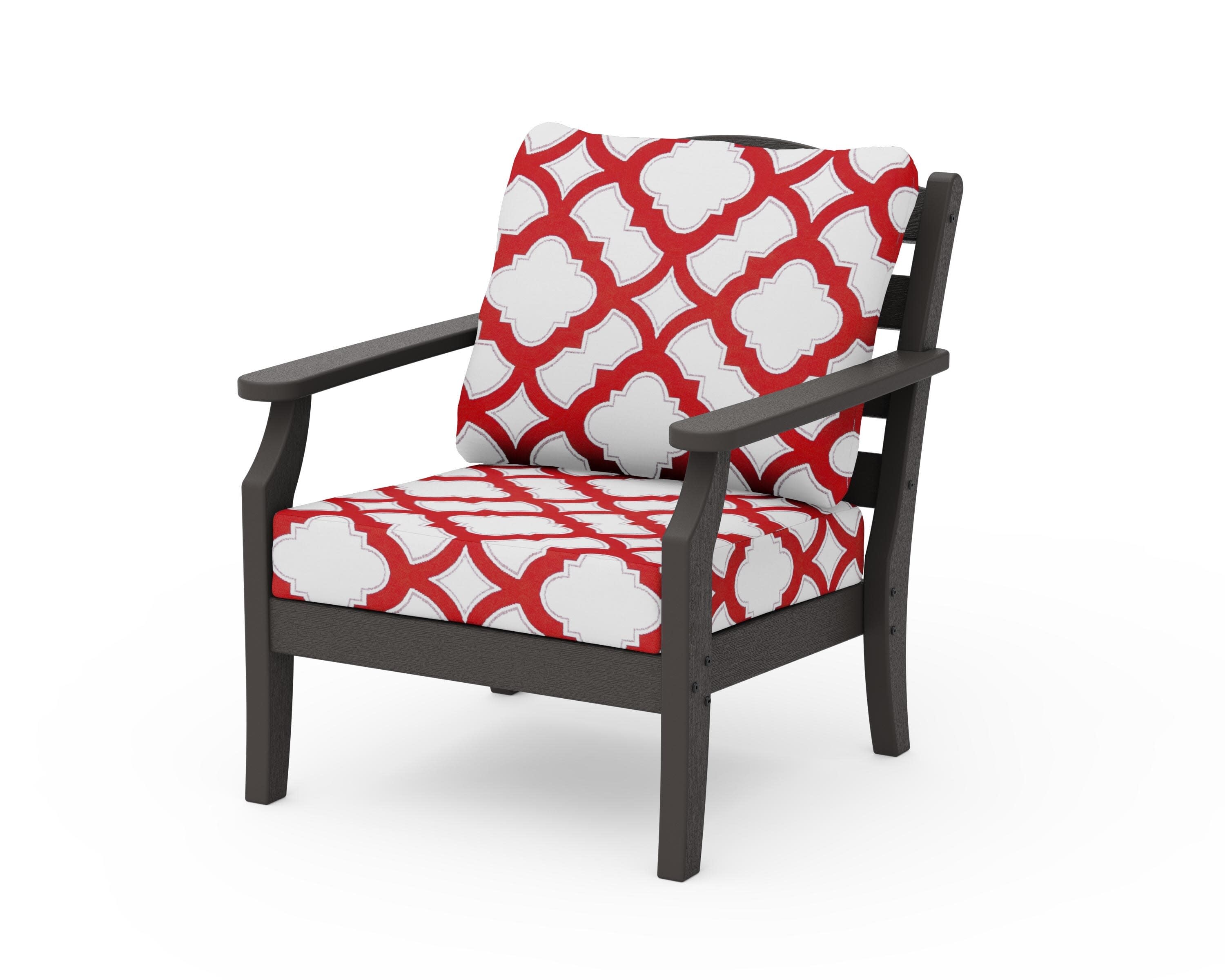 Savannah Deep Seating Chair in Vintage Coffee / Trellis Crimson
