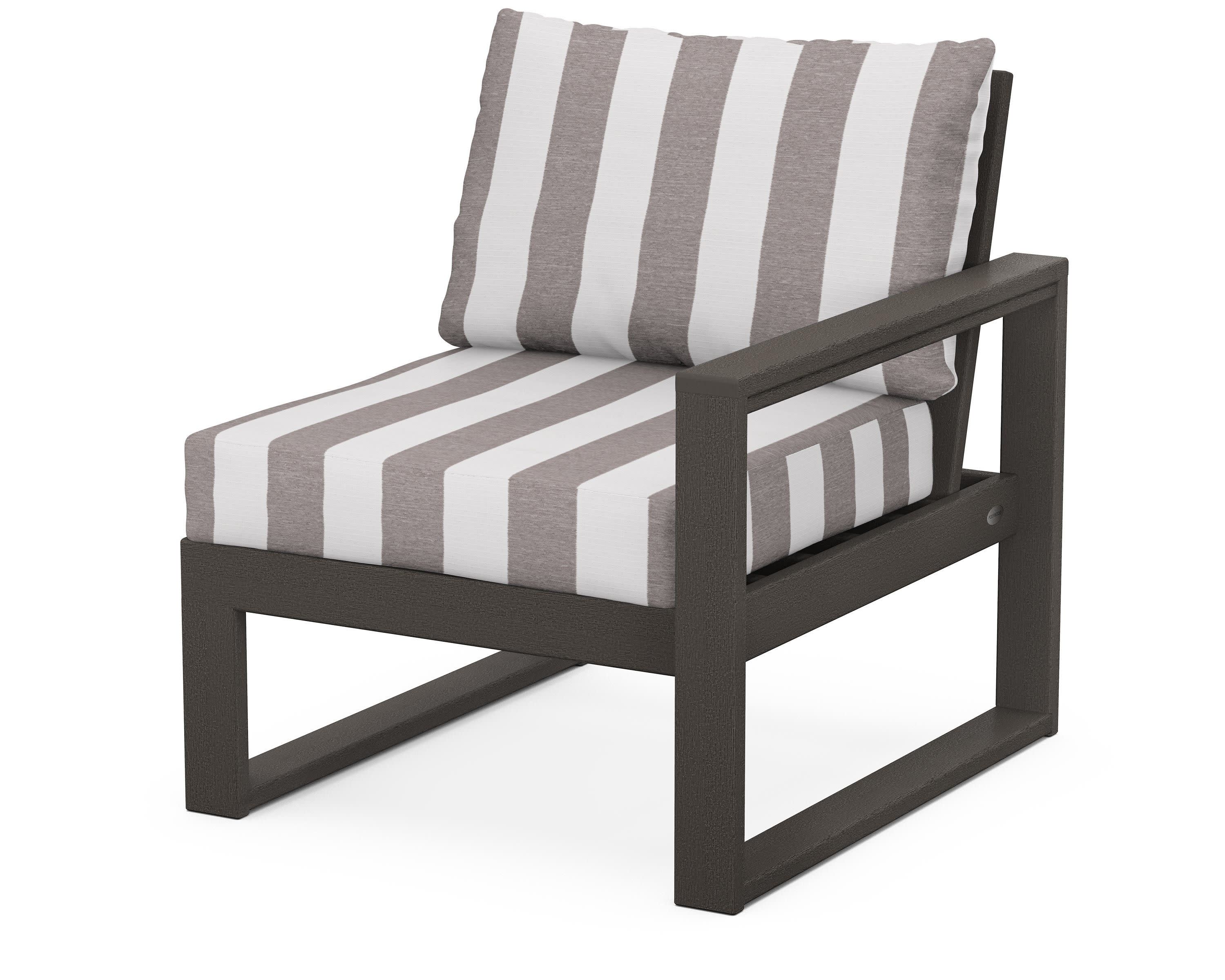 EDGE Modular Right Arm Chair in Vintage Coffee / Cabana Stripe Grey Mist