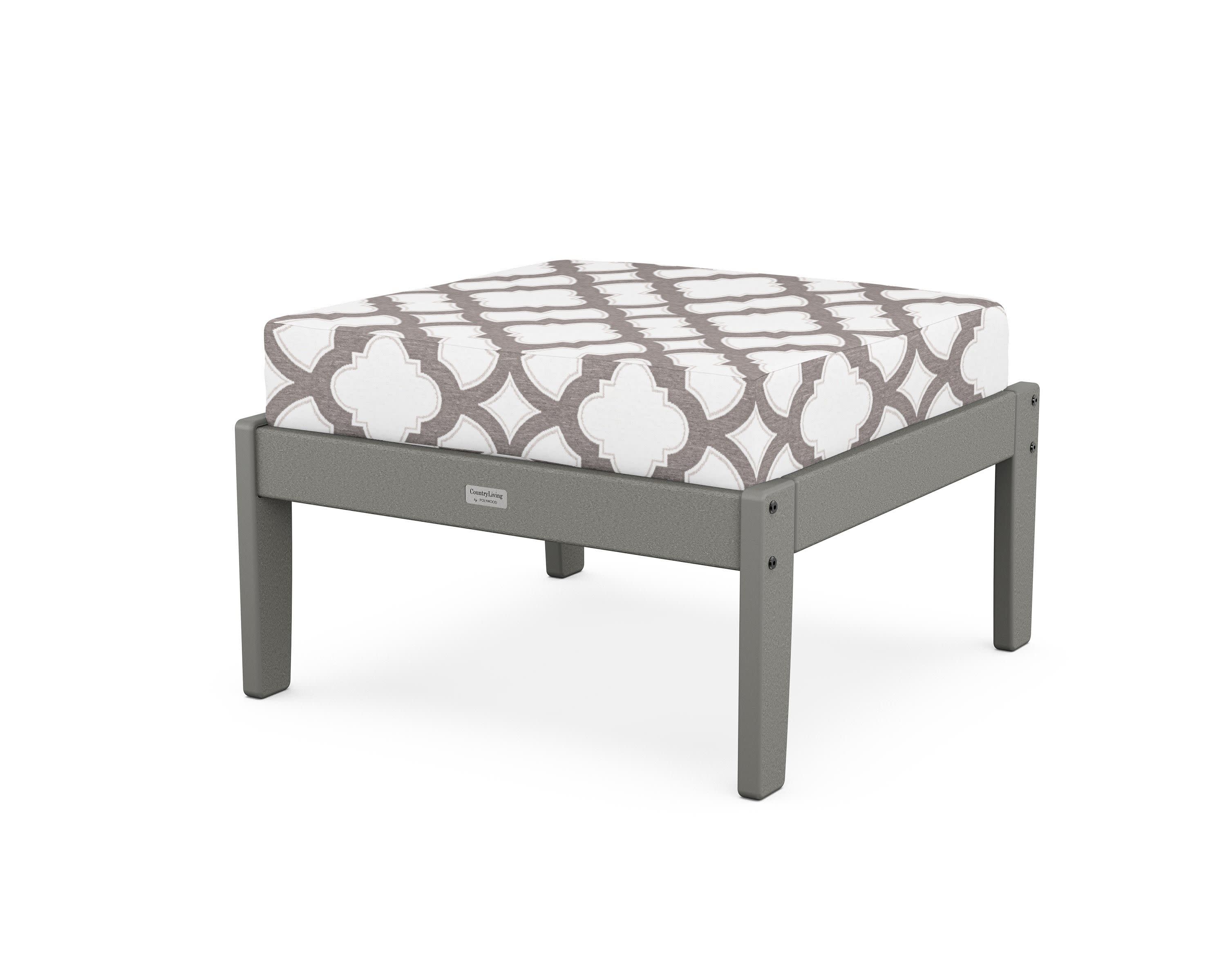 Cottage Deep Seating Ottoman in Slate Grey / Trellis Grey Mist