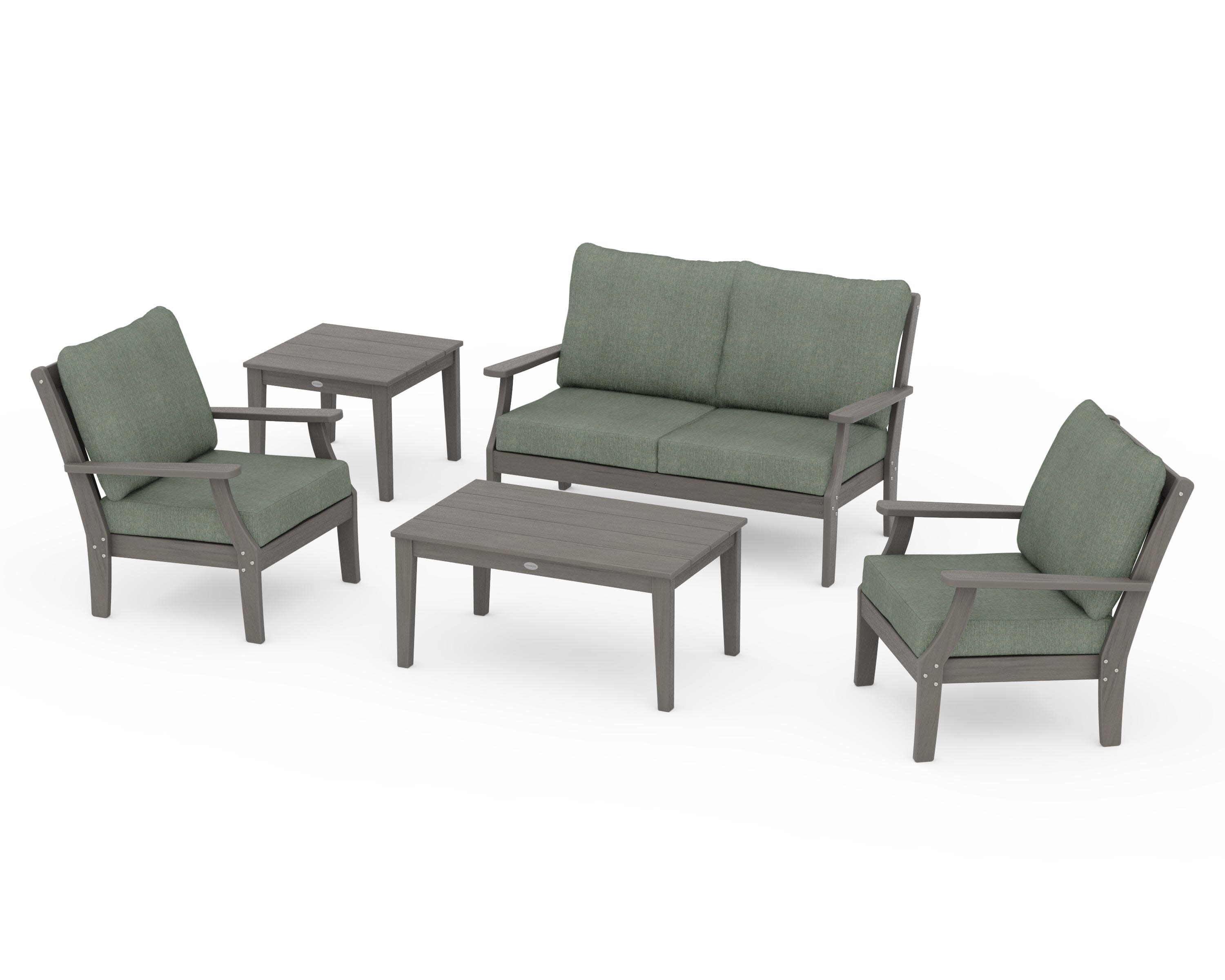 Braxton 5-Piece Deep Seating Set in Driftwood / Cast Sage