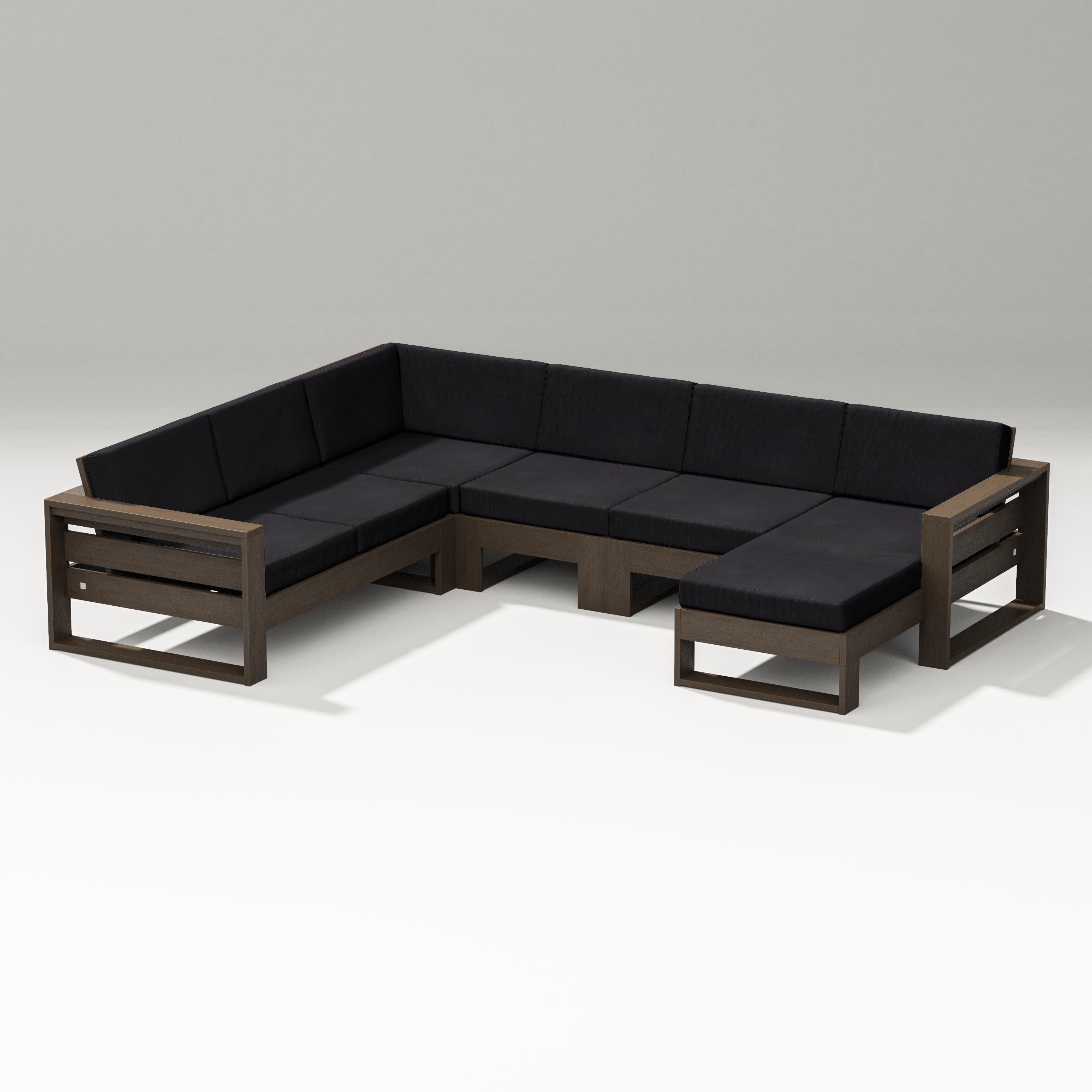 Latitude Corner Sectional with Right Chaise in Kona / Midnight Linen