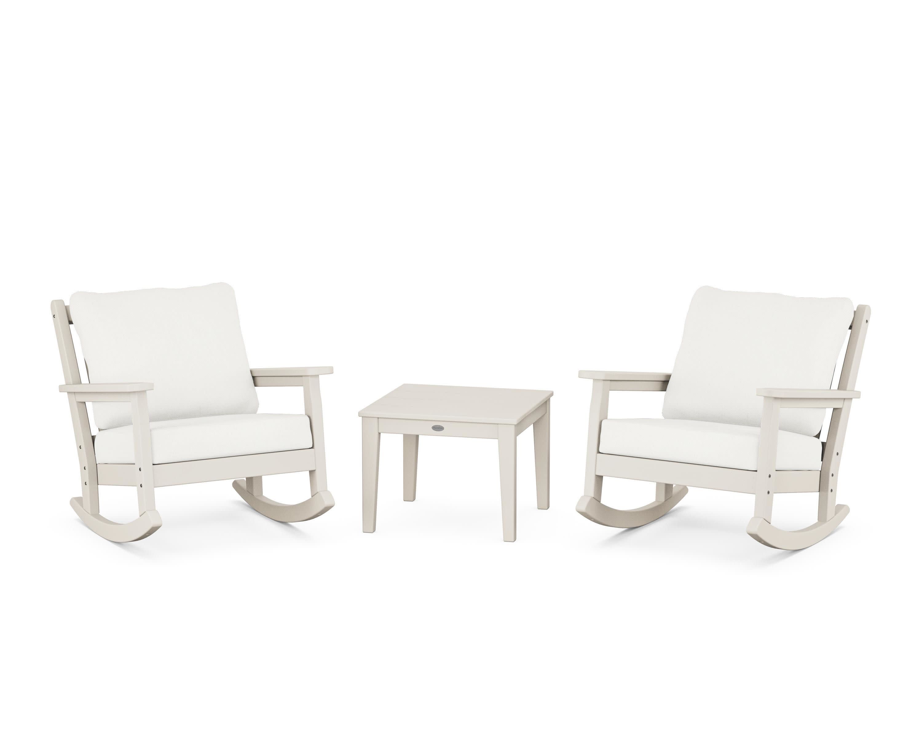 Chippendale 3-Piece Deep Seating Rocker Set in Sand / Natural Linen