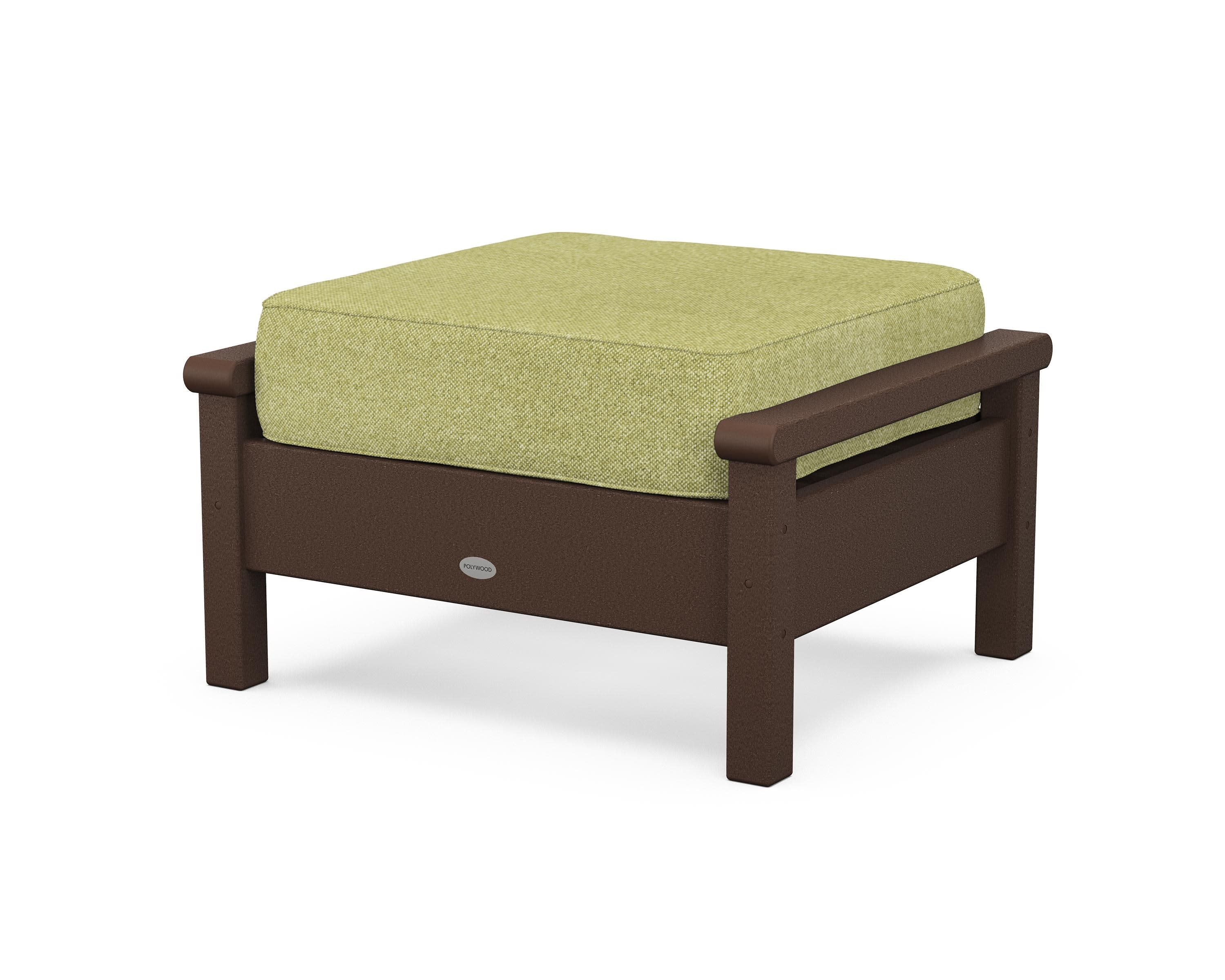 Harbour Deep Seating Ottoman in Mahogany / Chartreuse Boucle