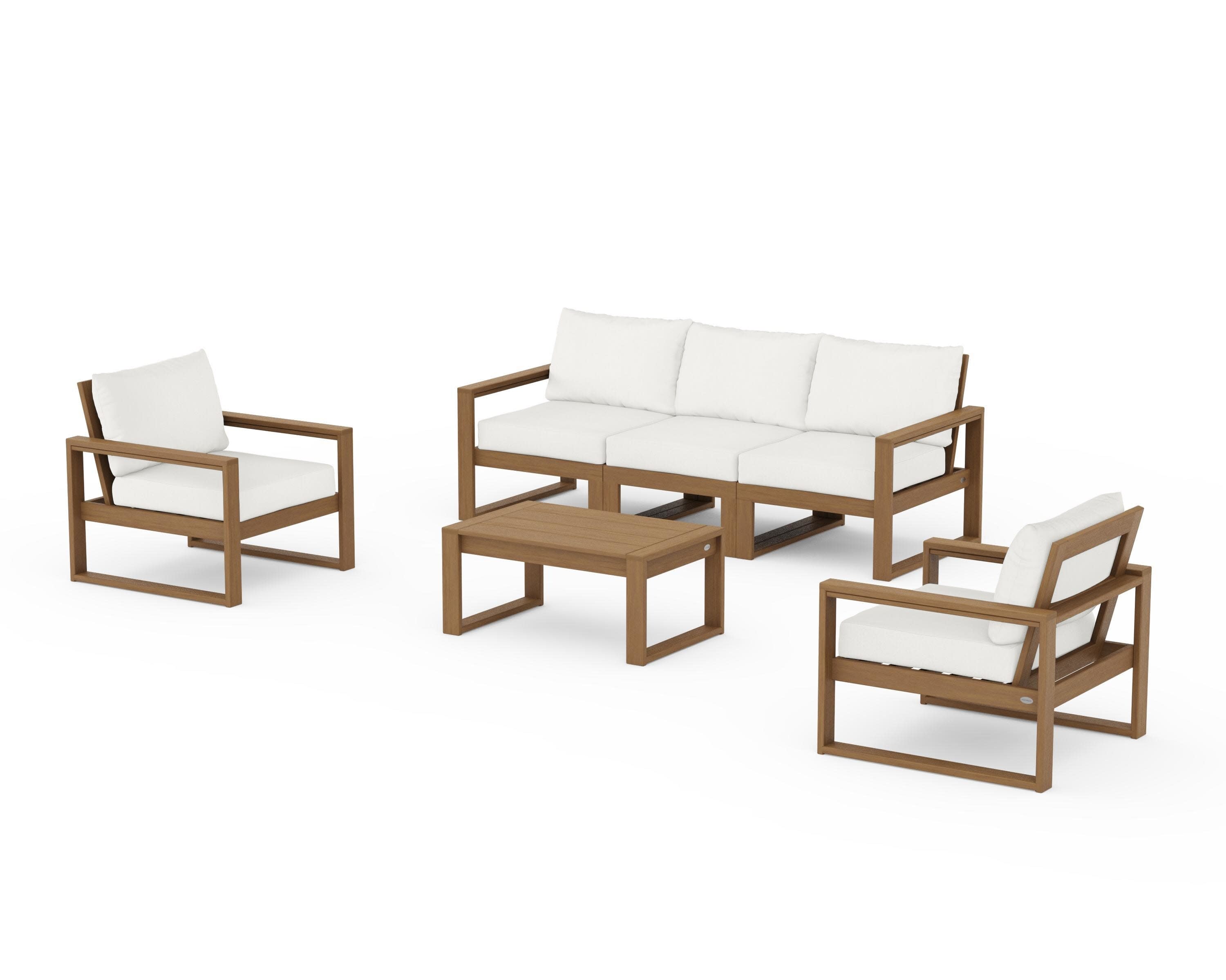 EDGE Sectional 4-Piece Deep Seating Set with Sofa in Natural / Natural Linen