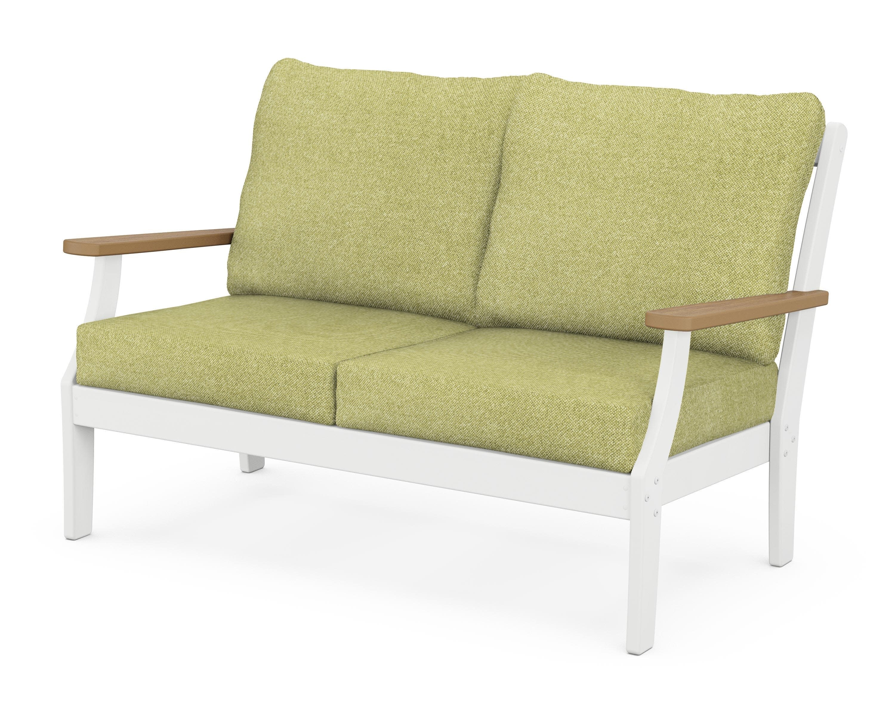Braxton Deep Seating Loveseat in White / Natural / Chartreuse Boucle