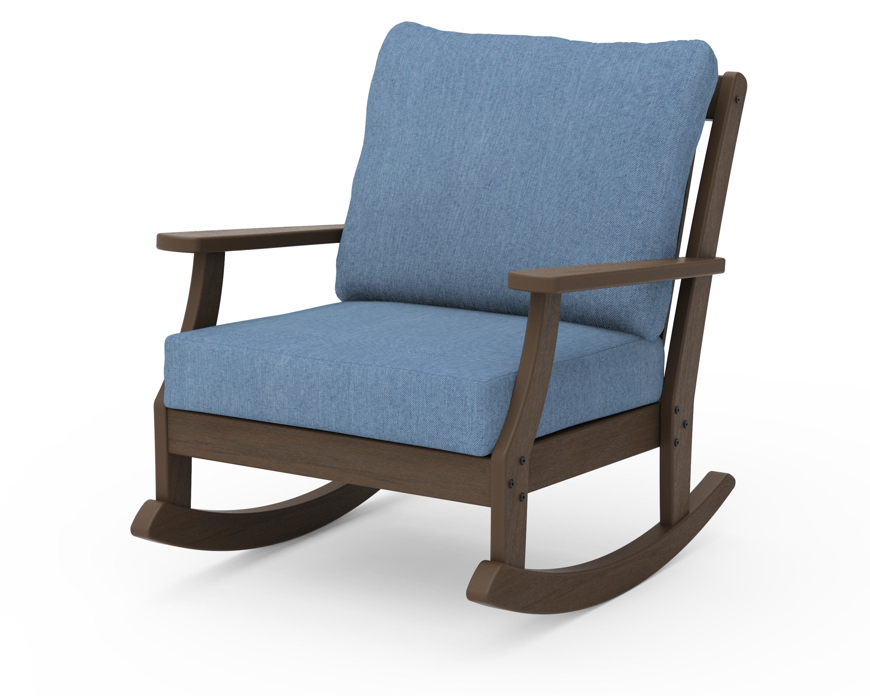 Braxton Deep Seating Rocking Chair in Kona / Sky Blue