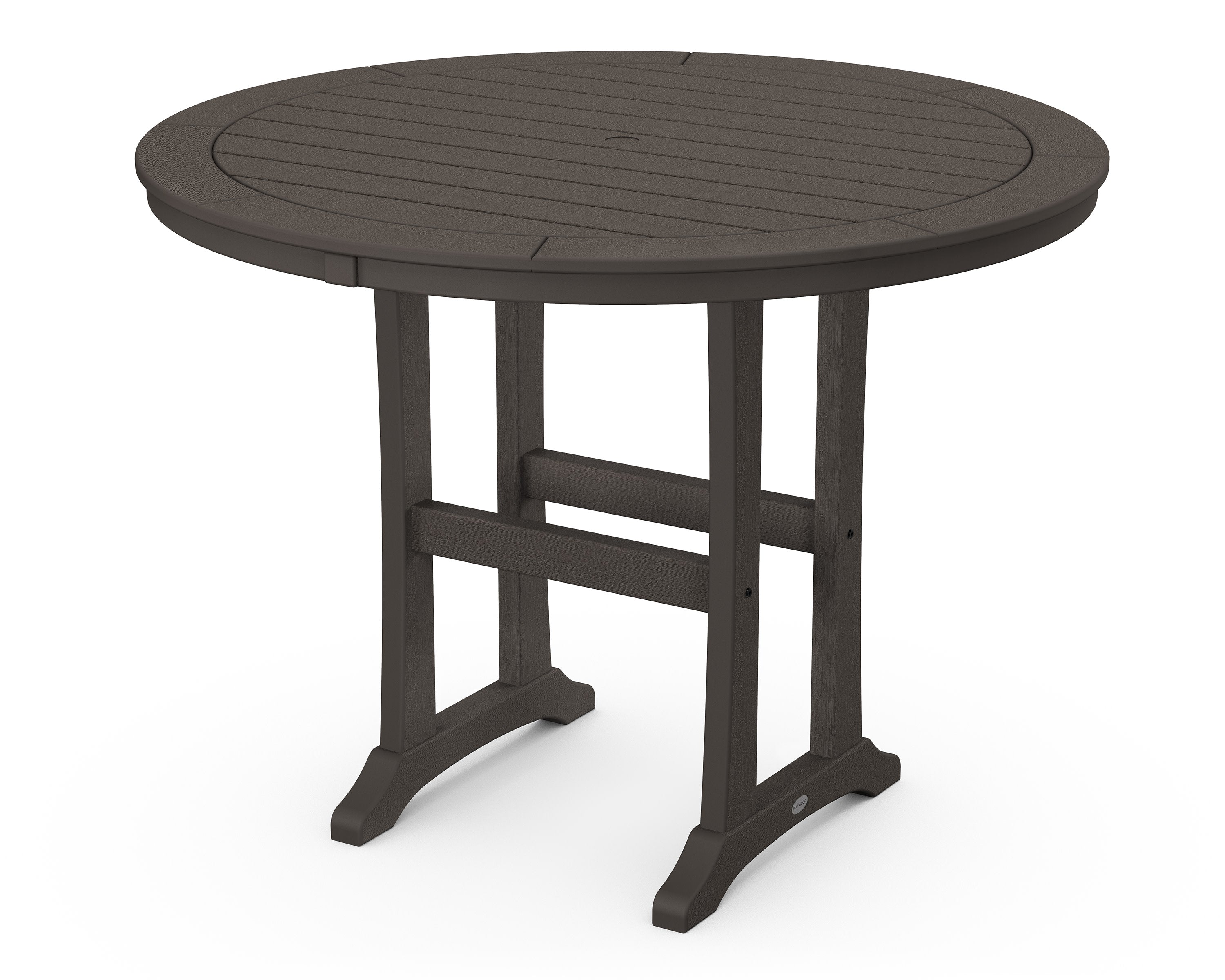 Nautical Trestle 48" Round Counter Table in Vintage Coffee