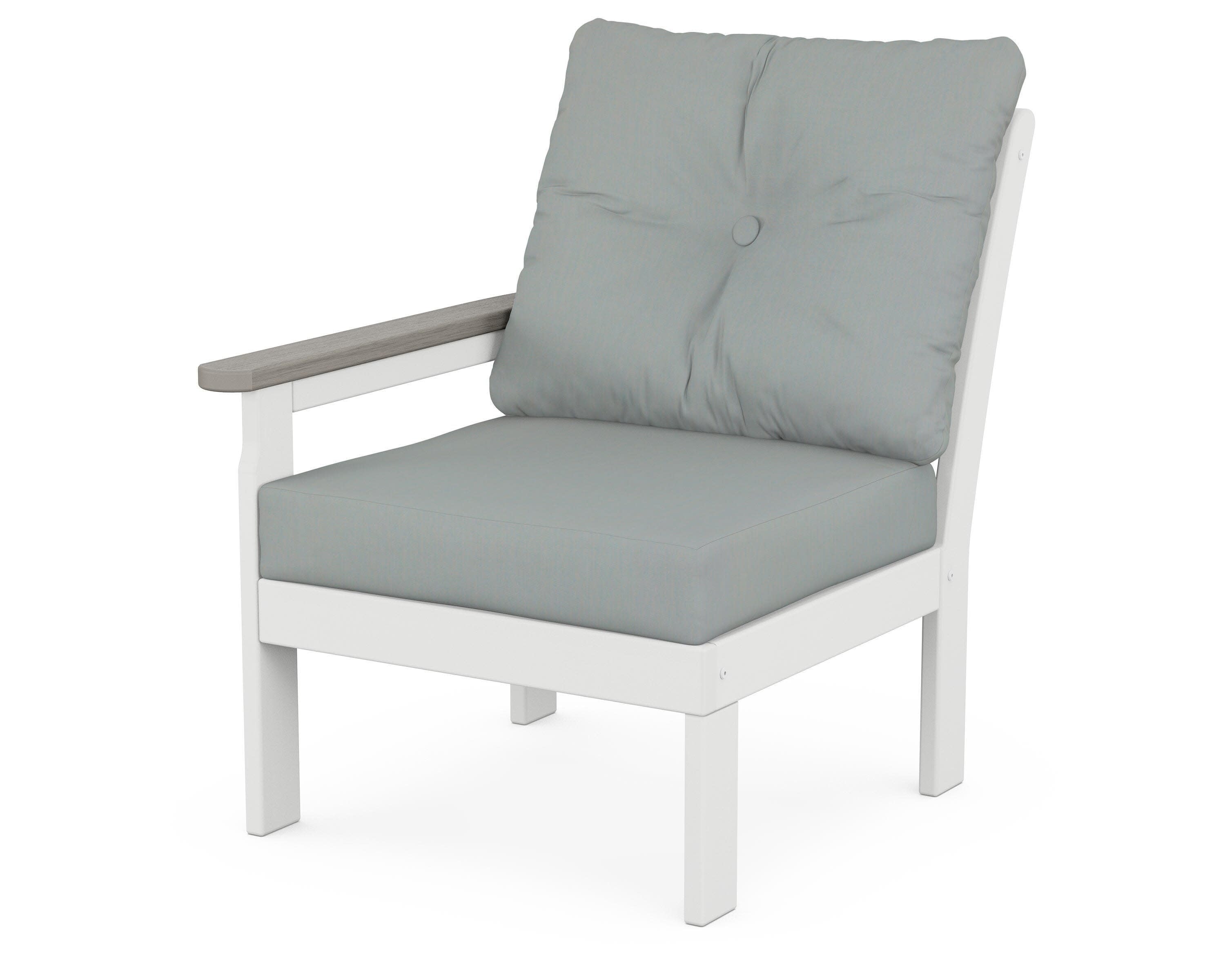 Vineyard Modular Left Arm Chair in White / Driftwood / Spa