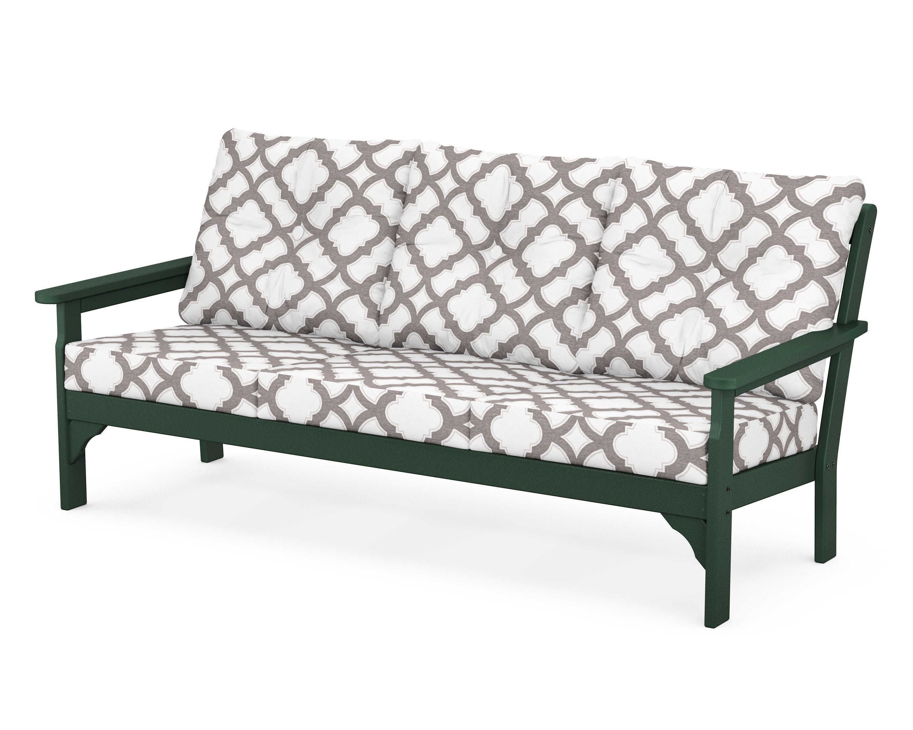Vineyard Deep Seating Sofa in Green / Trellis Grey Mist