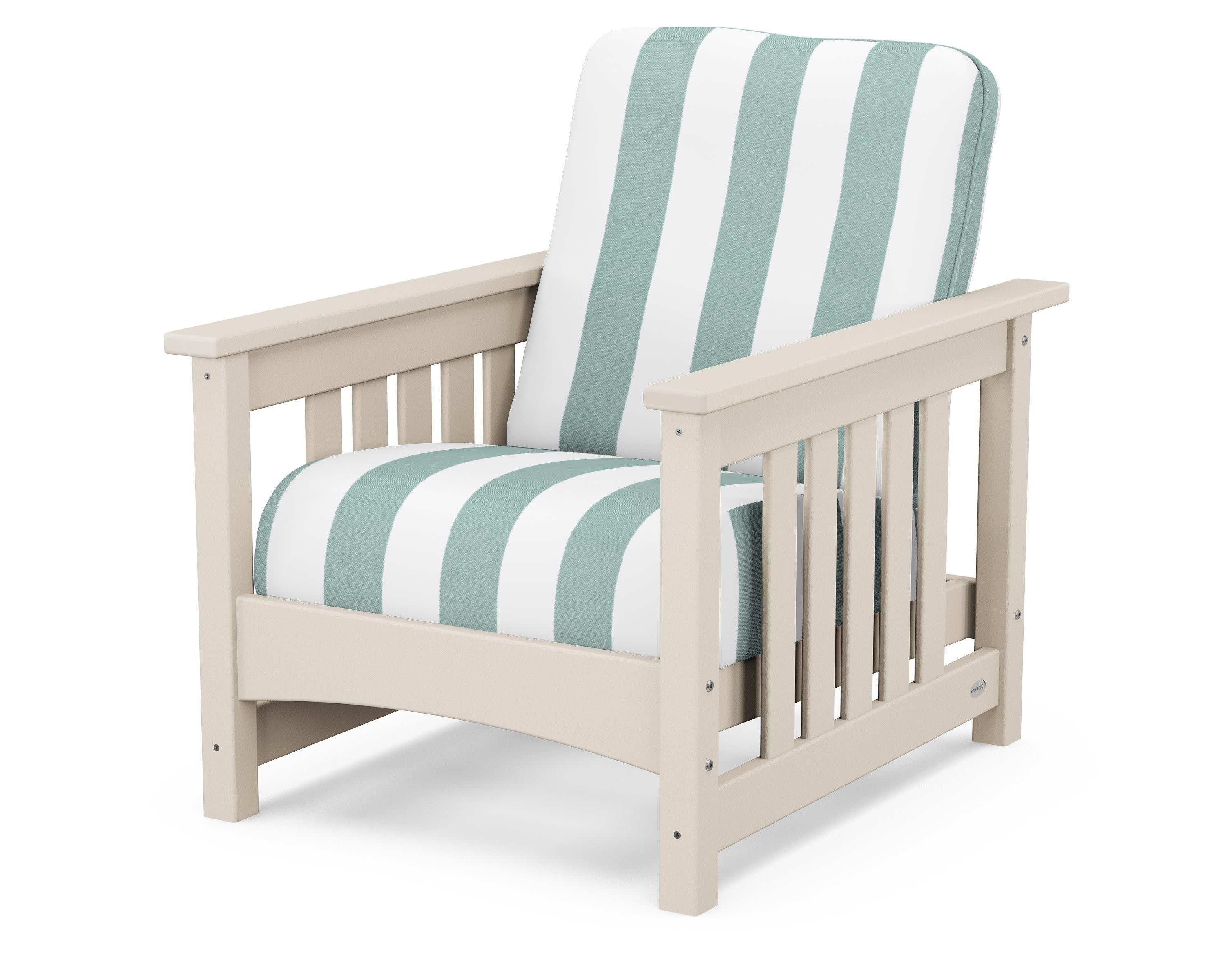 Club Mission Chair in Sand / Cabana Stripe Glacier Spa