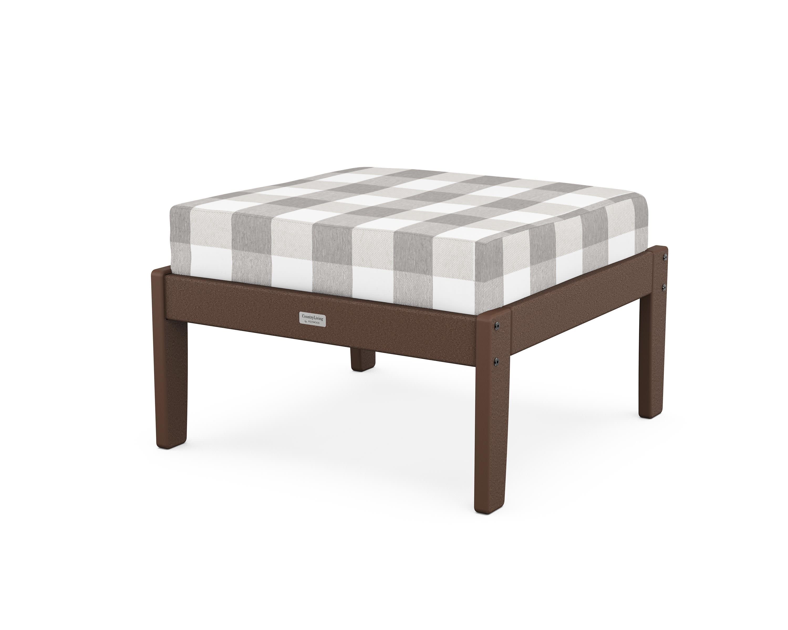 Cottage Deep Seating Ottoman in Mahogany / Buffalo Plaid Grey Mist