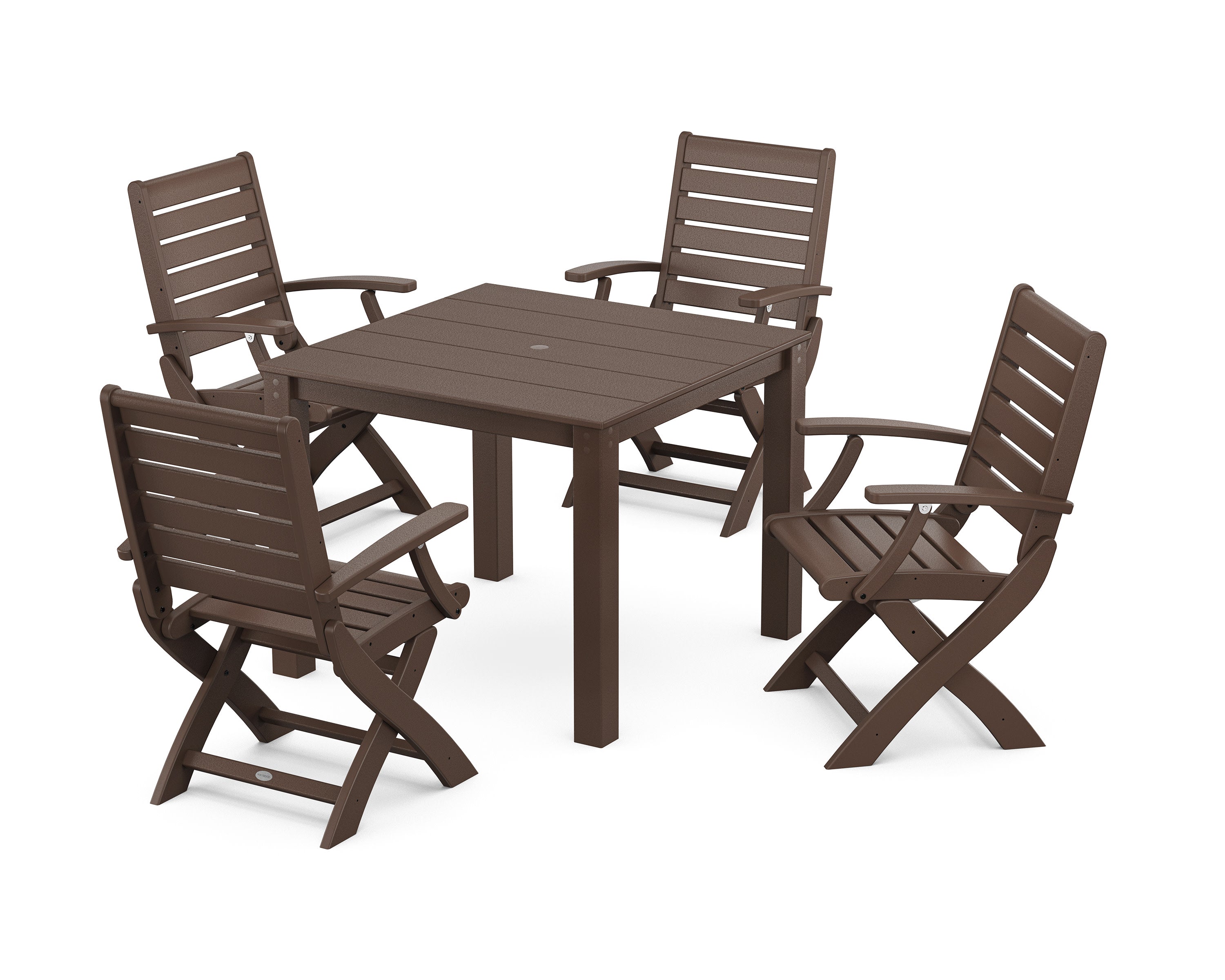 Signature Folding Chair 5-Piece Parsons Dining Set in Mahogany