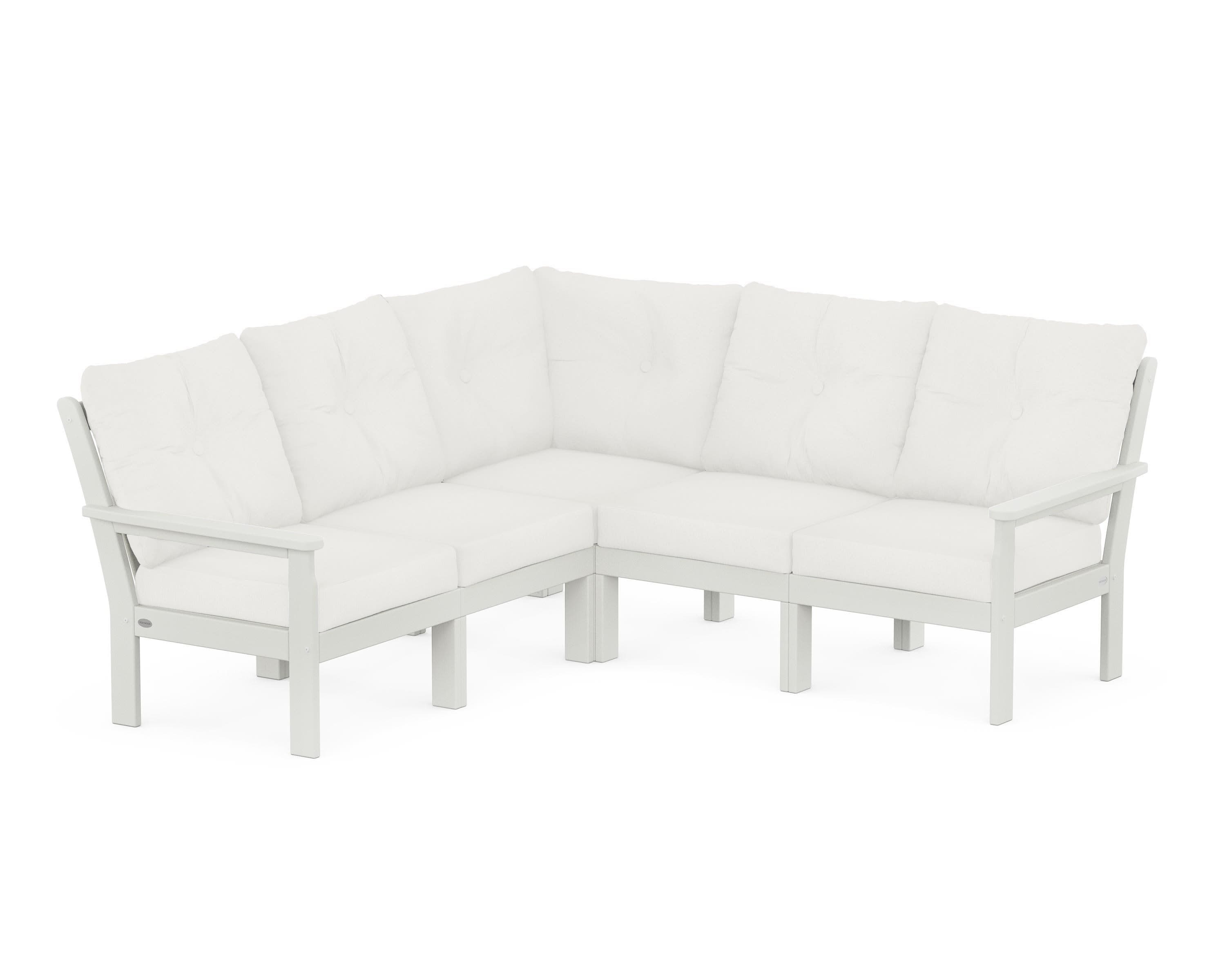 Vineyard 5-Piece Sectional in Vintage White / Natural Linen