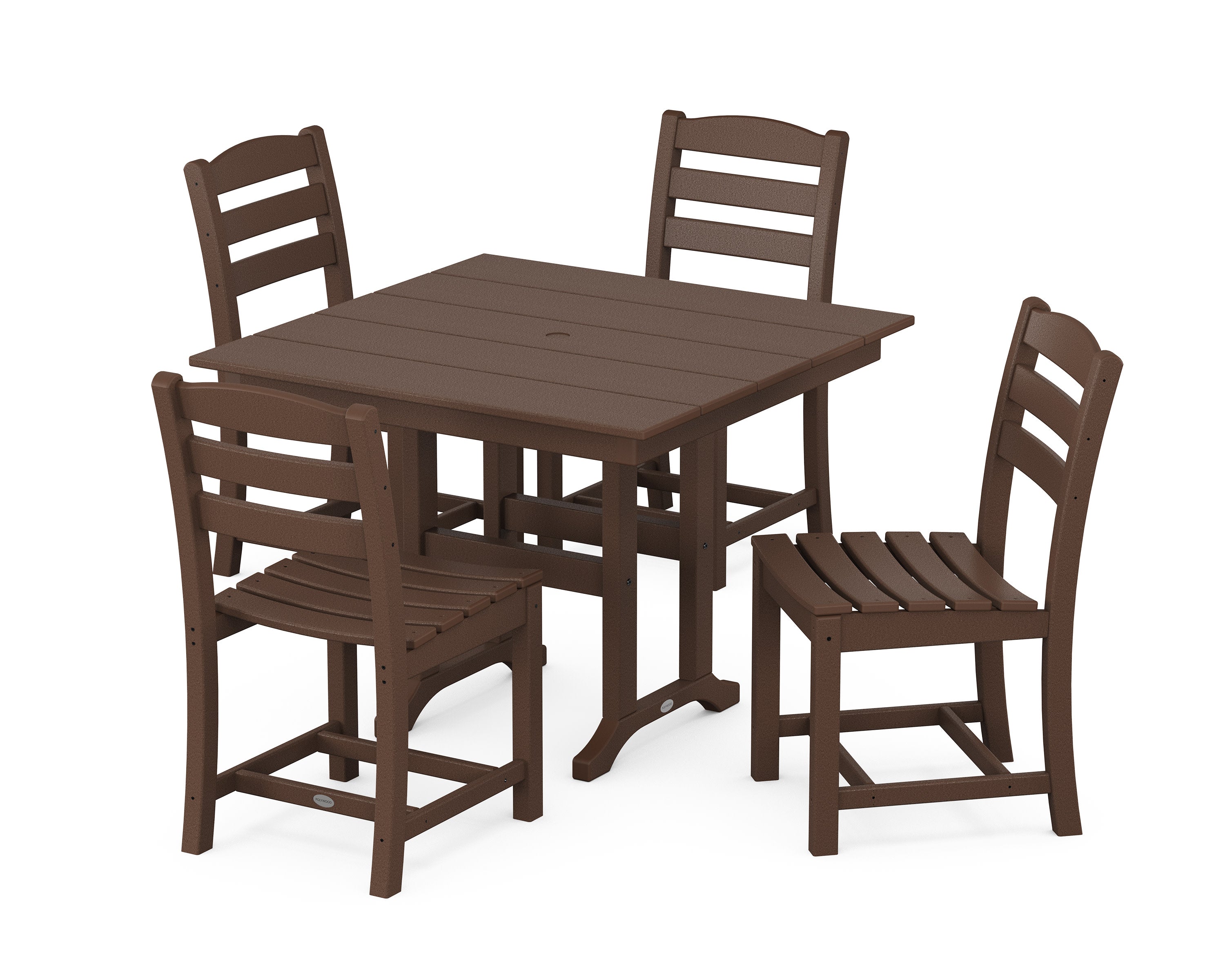 La Casa Caf Side Chair 5-Piece Farmhouse Dining Set in Mahogany