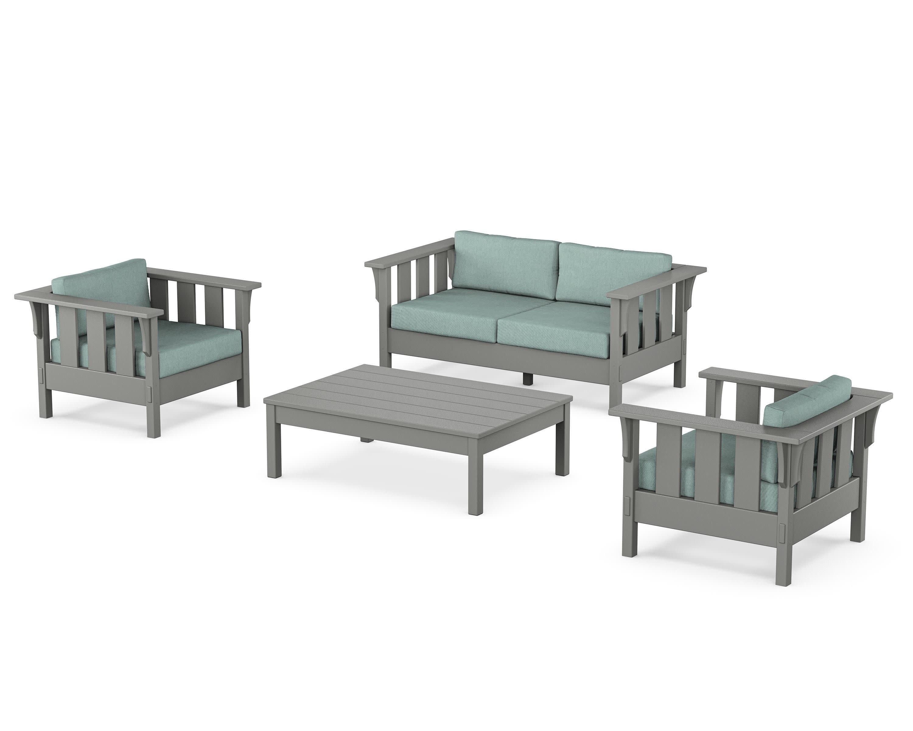 Acadia 4-Piece Deep Seating Set with Loveseat in Slate Grey / Glacier Spa