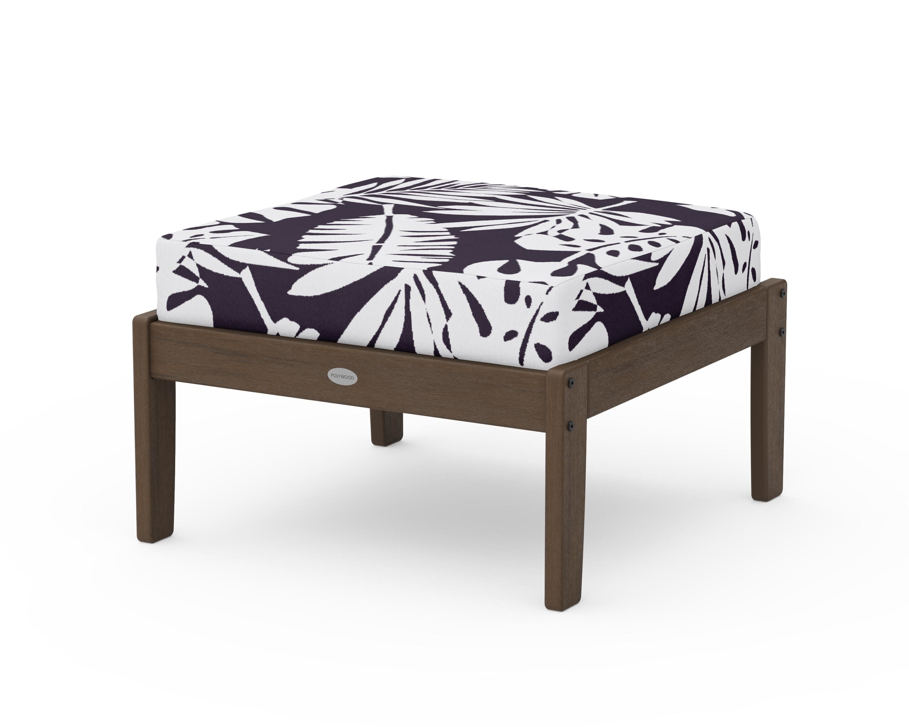 Braxton Deep Seating Ottoman in Kona / Leaf Navy