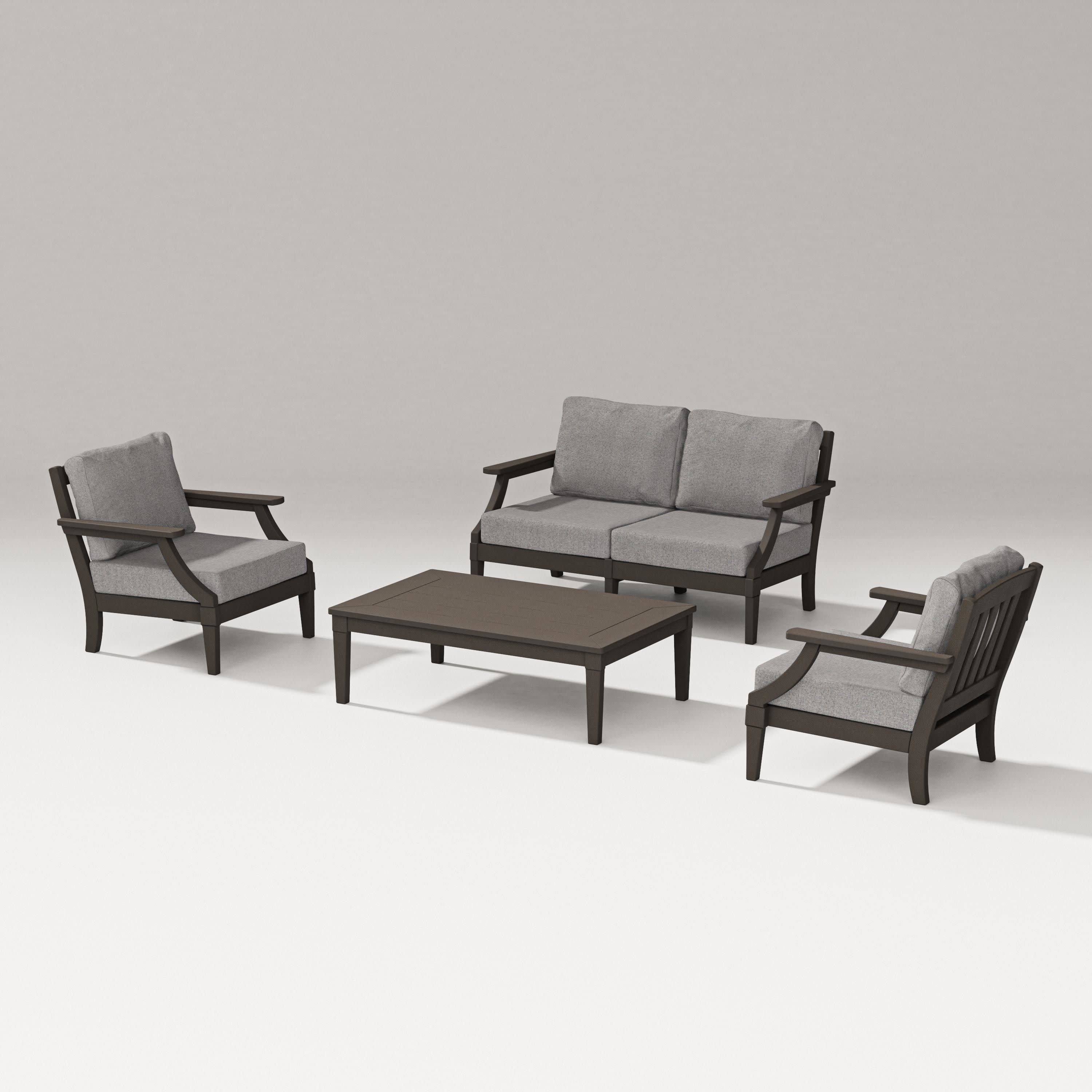 Estate Lounge 4-Piece Loveseat Set in Vintage Coffee / Grey Mist
