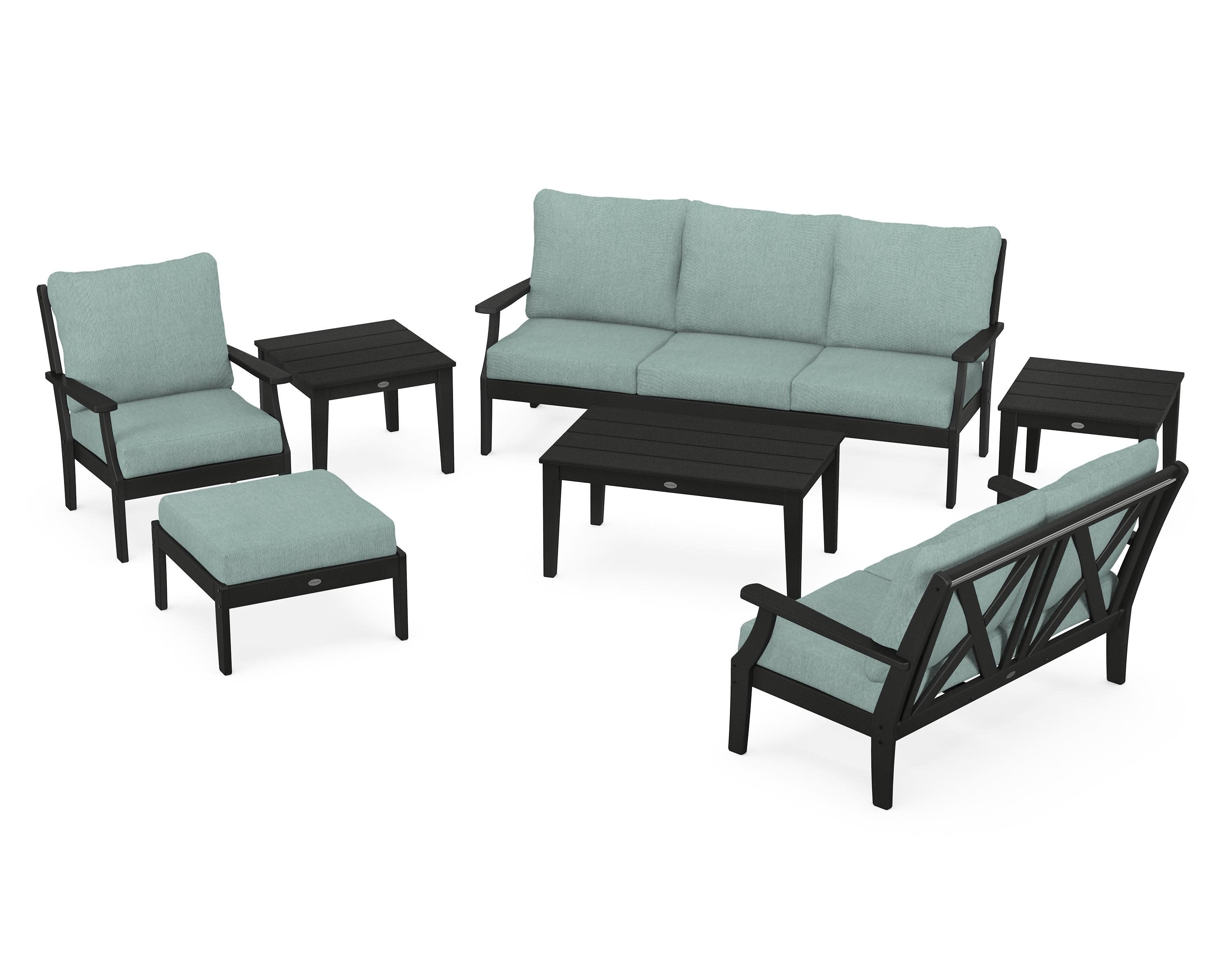 Braxton 7-Piece Deep Seating Set in Black / Glacier Spa
