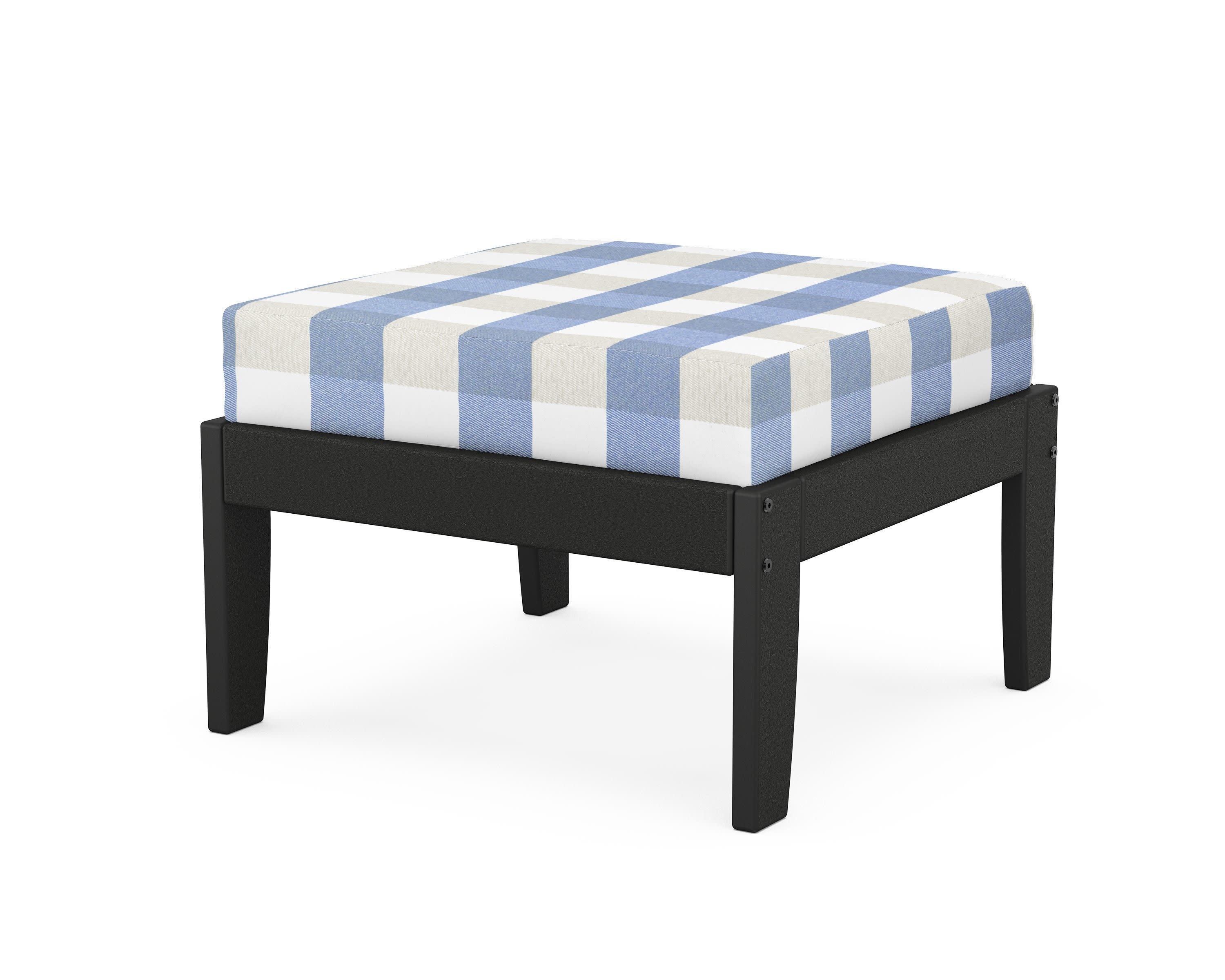 Modular Ottoman - Classic in Black / Buffalo Plaid Sky Blue