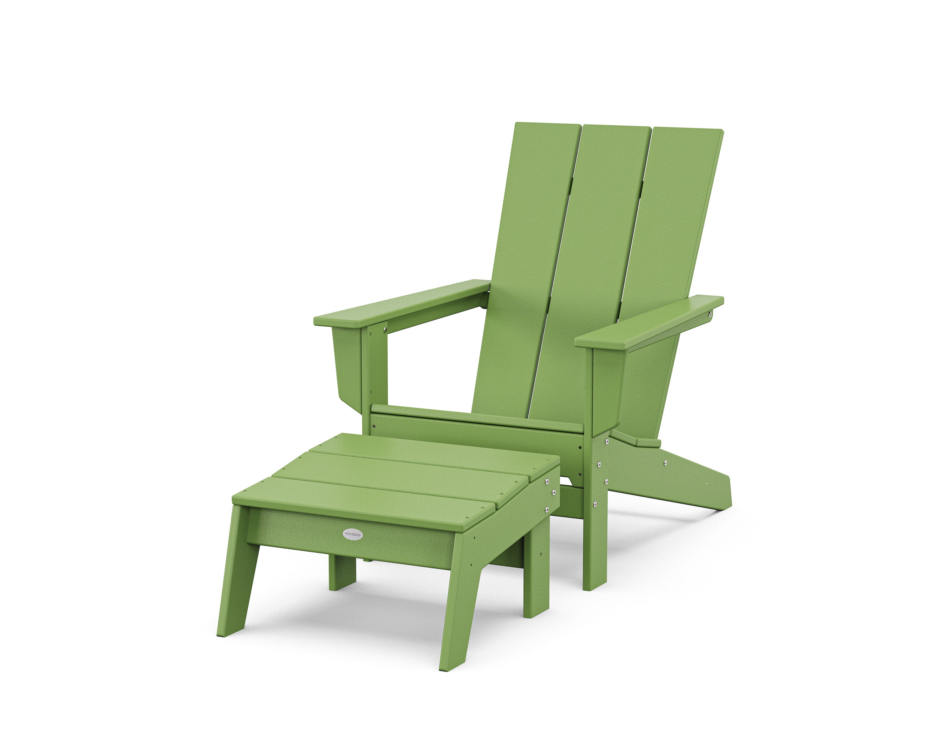 Modern Studio Adirondack Chair with Ottoman in Lime