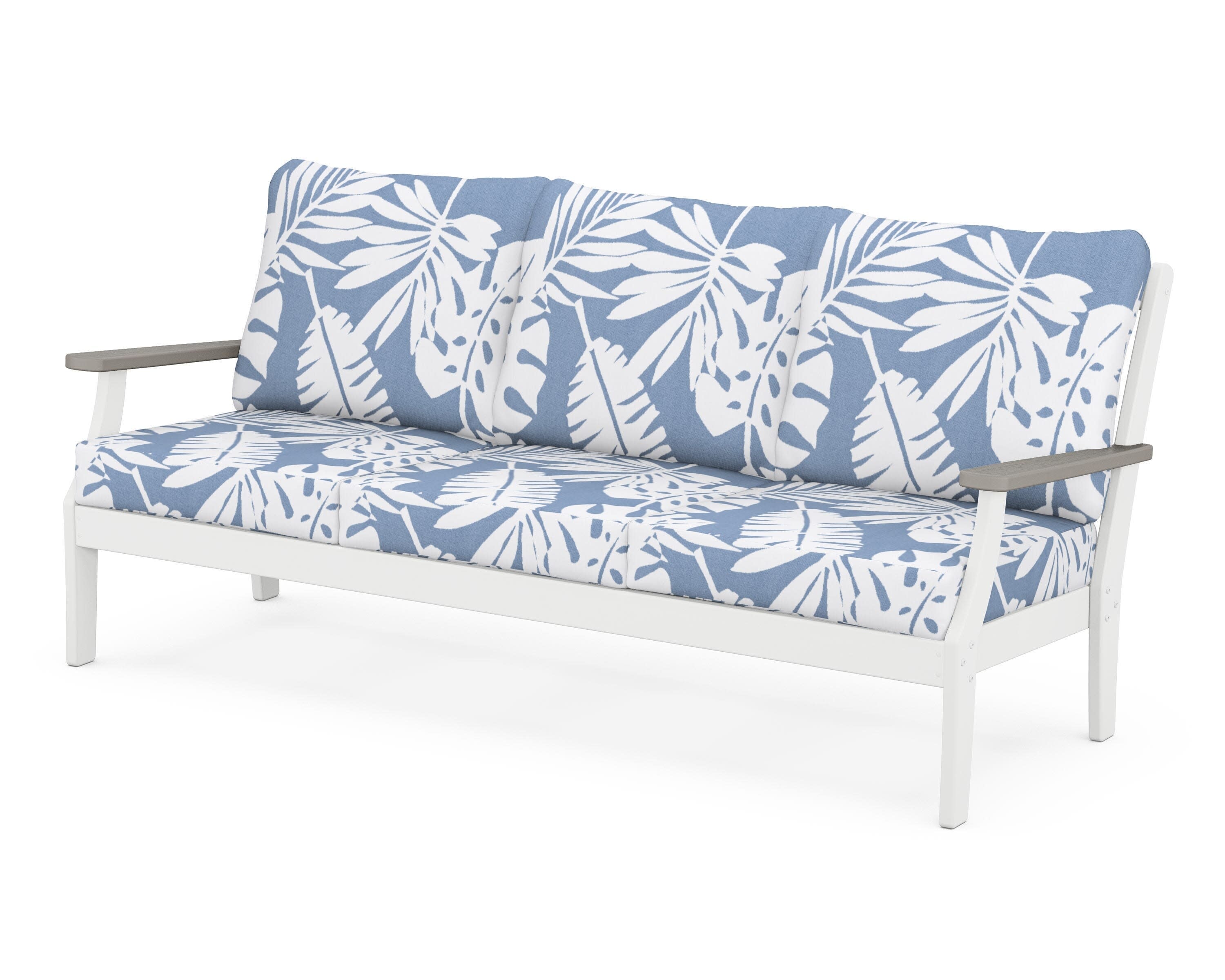 Braxton Deep Seating Sofa in White / Driftwood / Leaf Sky Blue