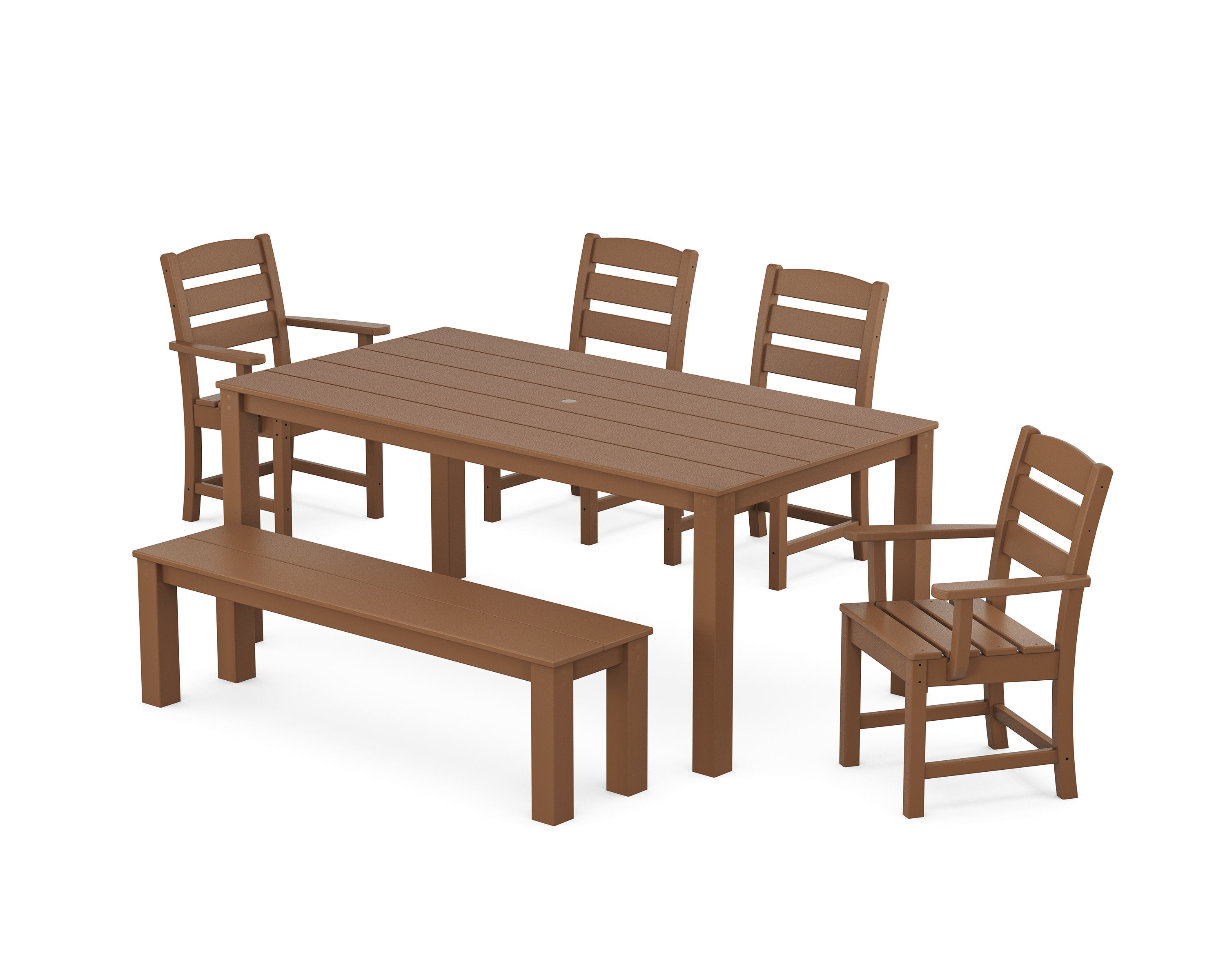 Lakeside 6-Piece Parsons Dining Set with Bench in Teak