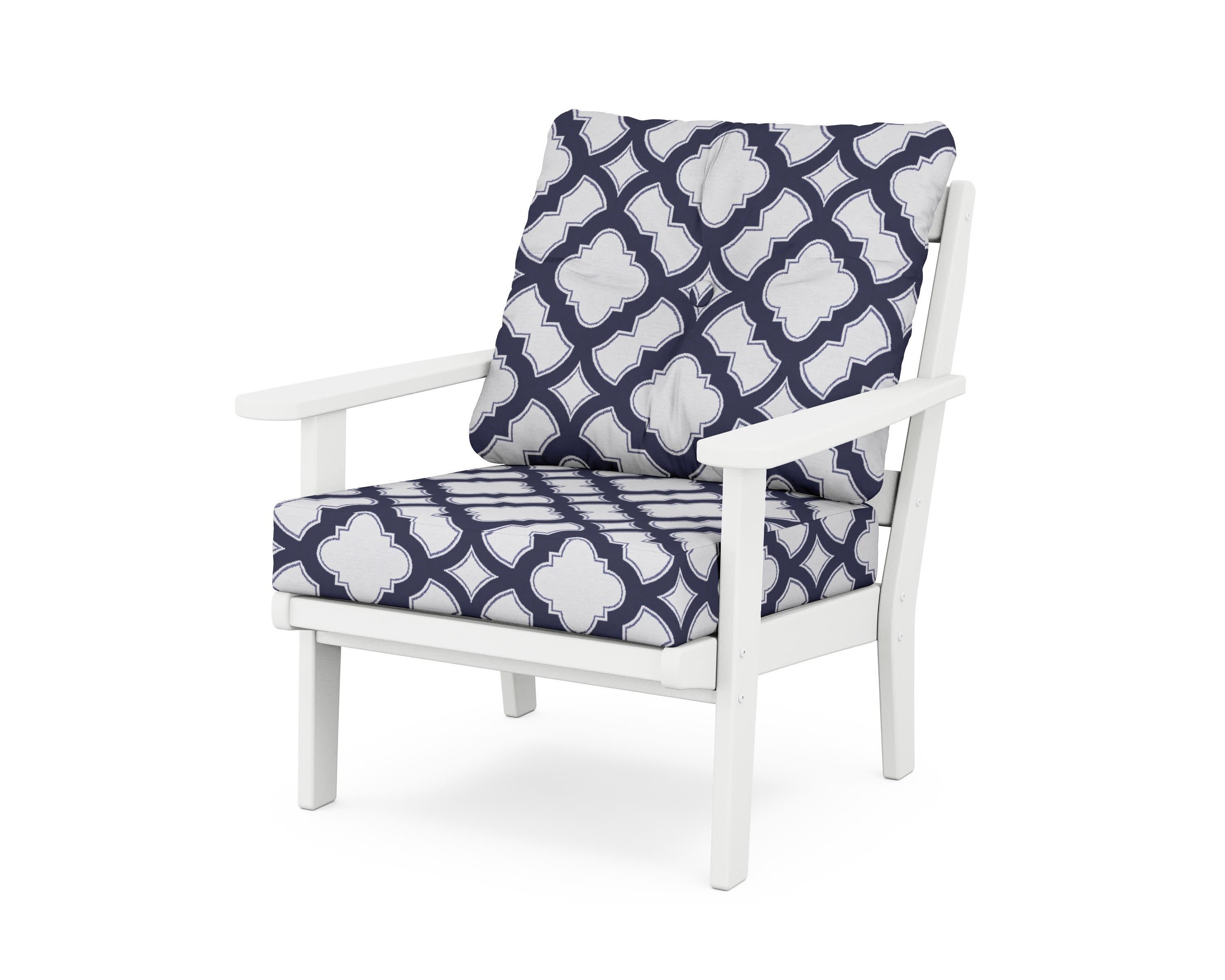 Mission Deep Seating Chair in White / Trellis Navy