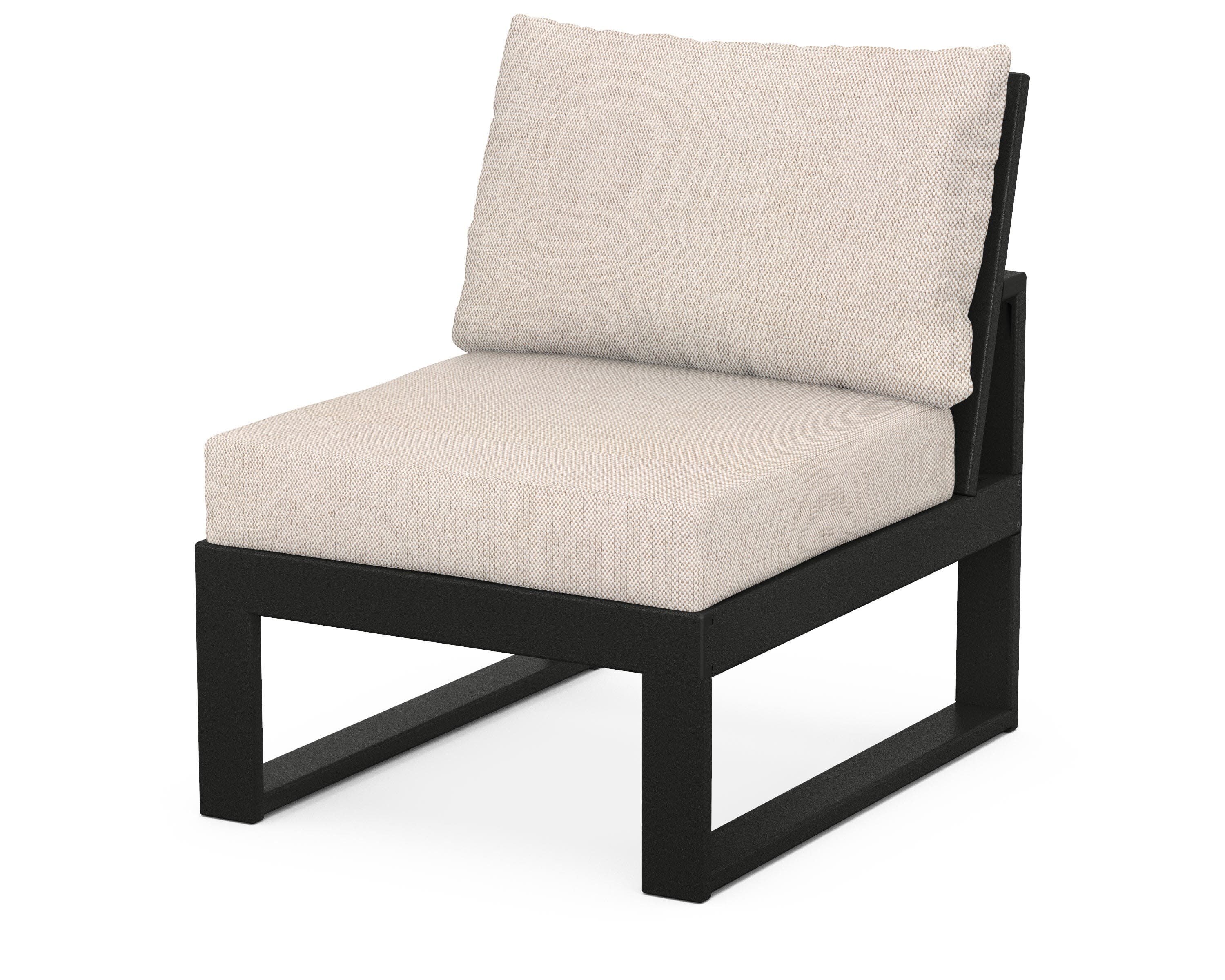 Modular Armless Chair in Black / Blend Linen