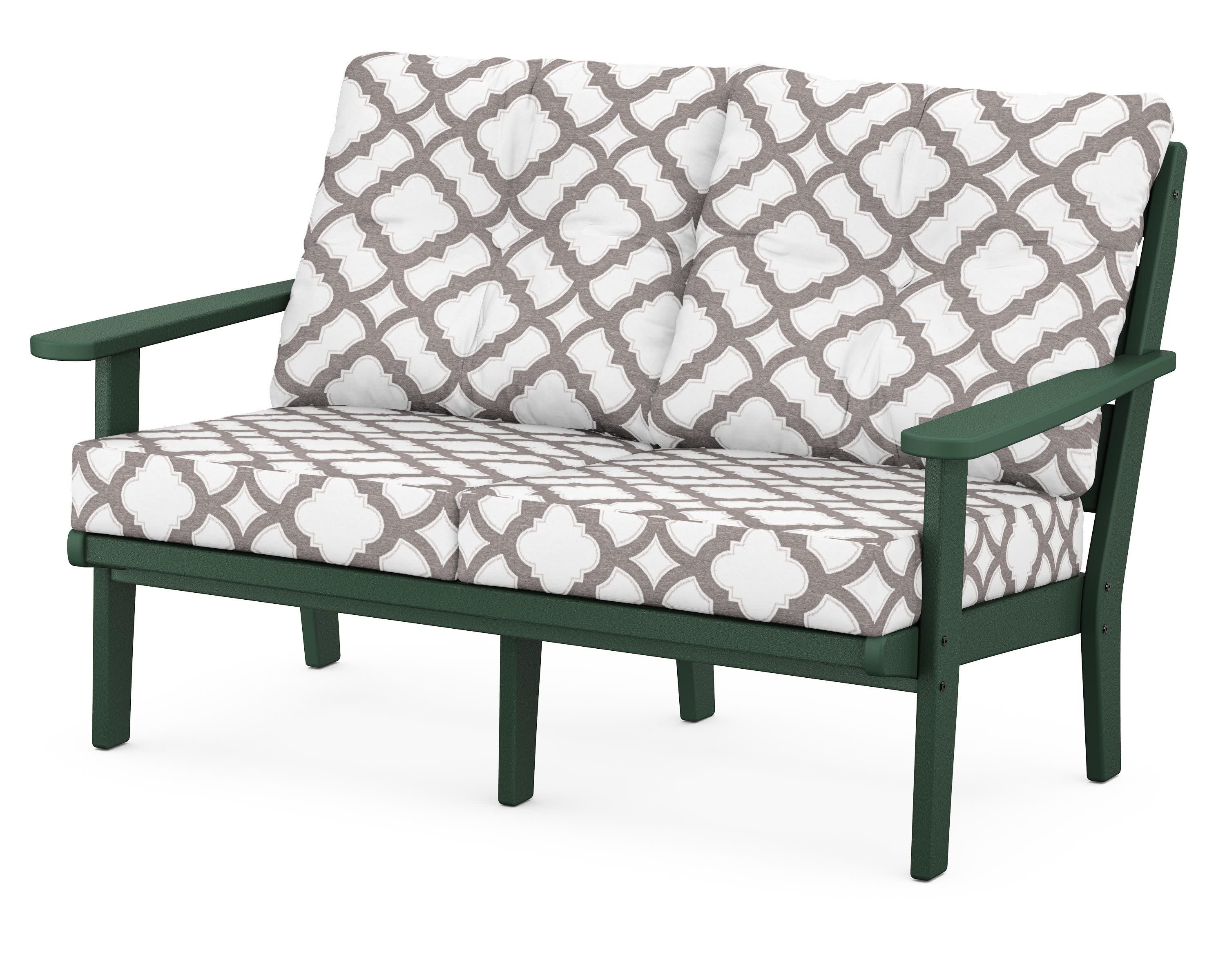 Lakeside Deep Seating Loveseat in Green / Trellis Grey Mist