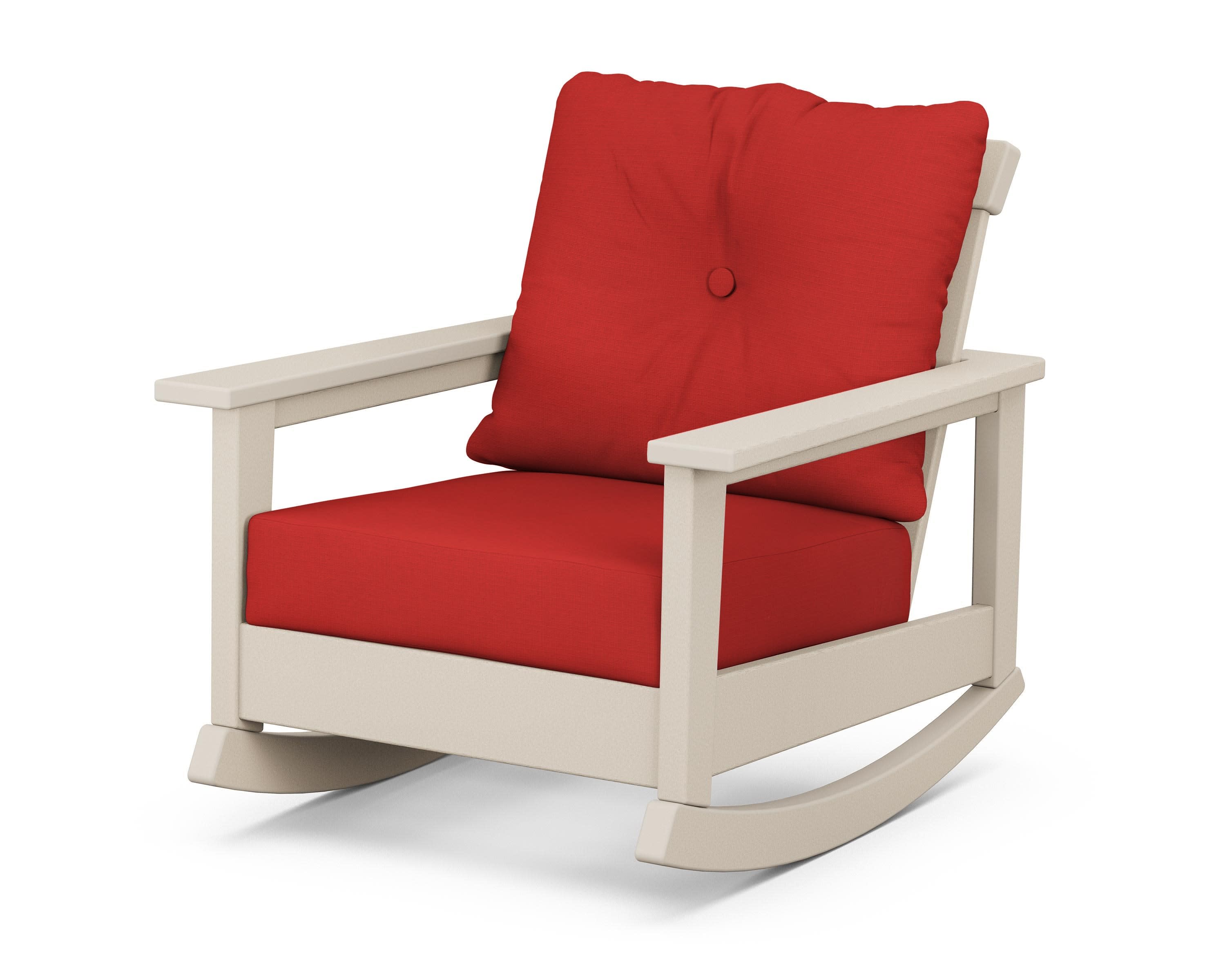 Prescott Deep Seating Rocking Chair in Sand / Crimson Linen