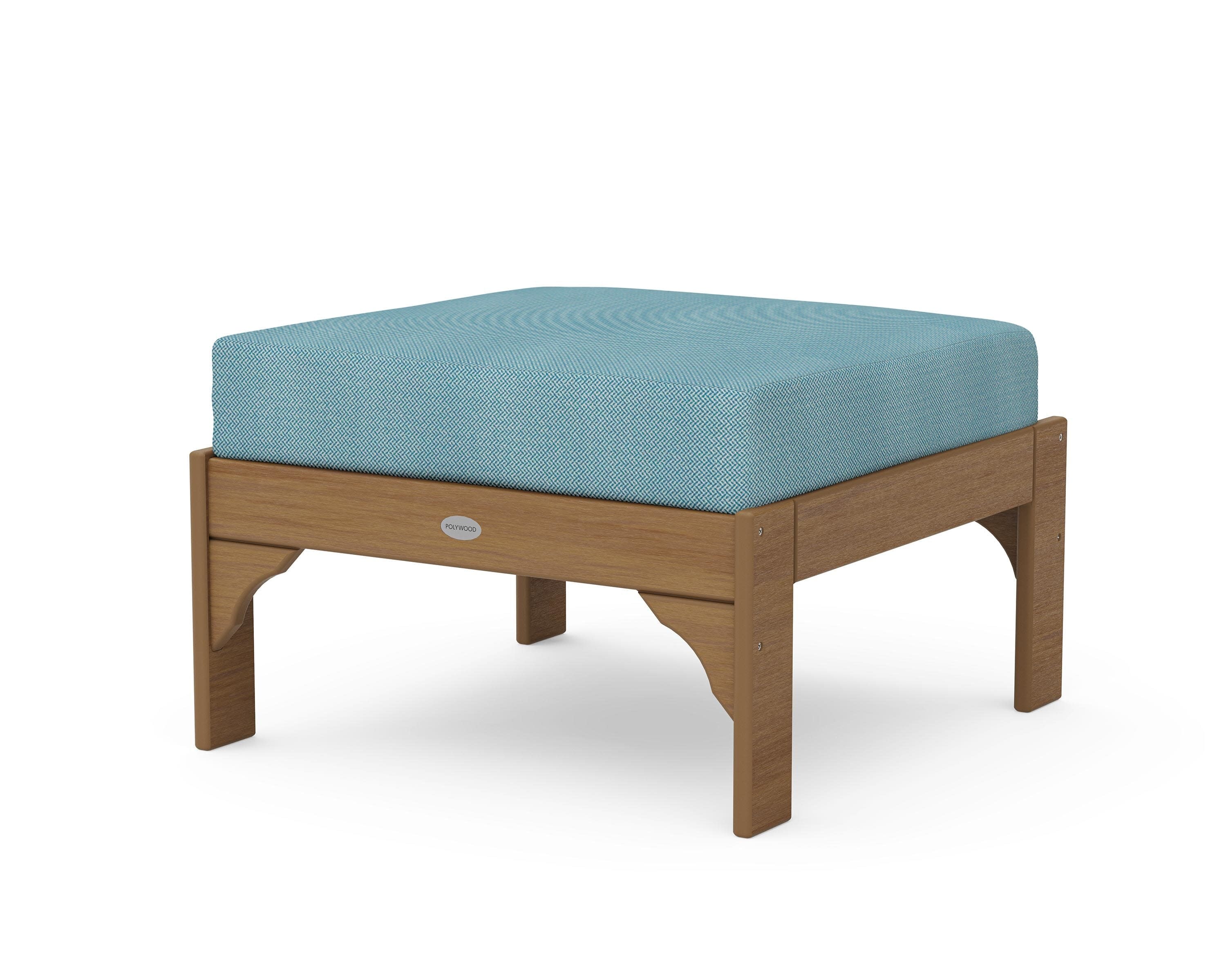 Vineyard Deep Seating Ottoman in Natural / Lattice Sky Blue