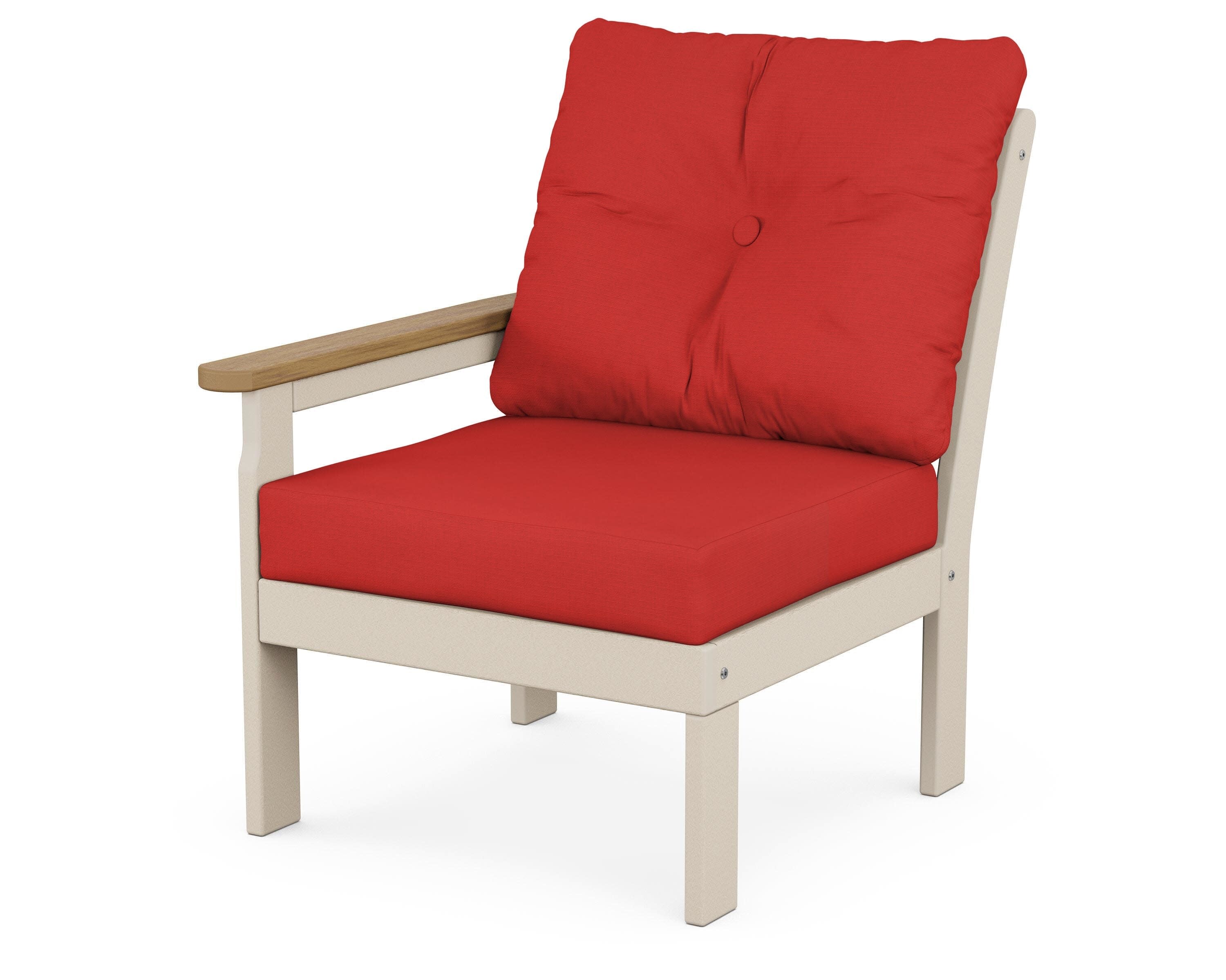 Vineyard Modular Left Arm Chair in Sand / Natural / Crimson Linen