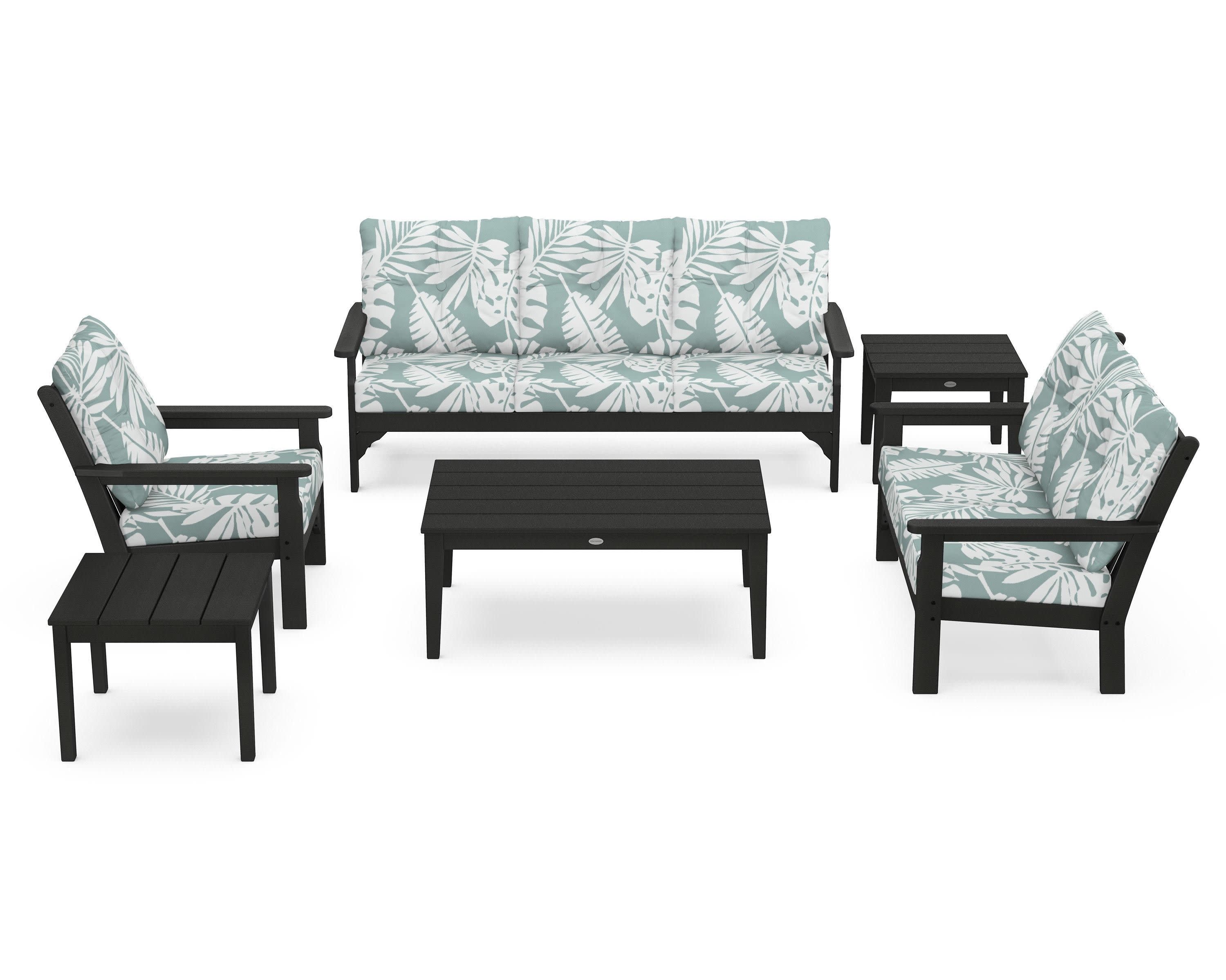 Vineyard 6-Piece Deep Seating Set in Green / Leaf Glacier Spa