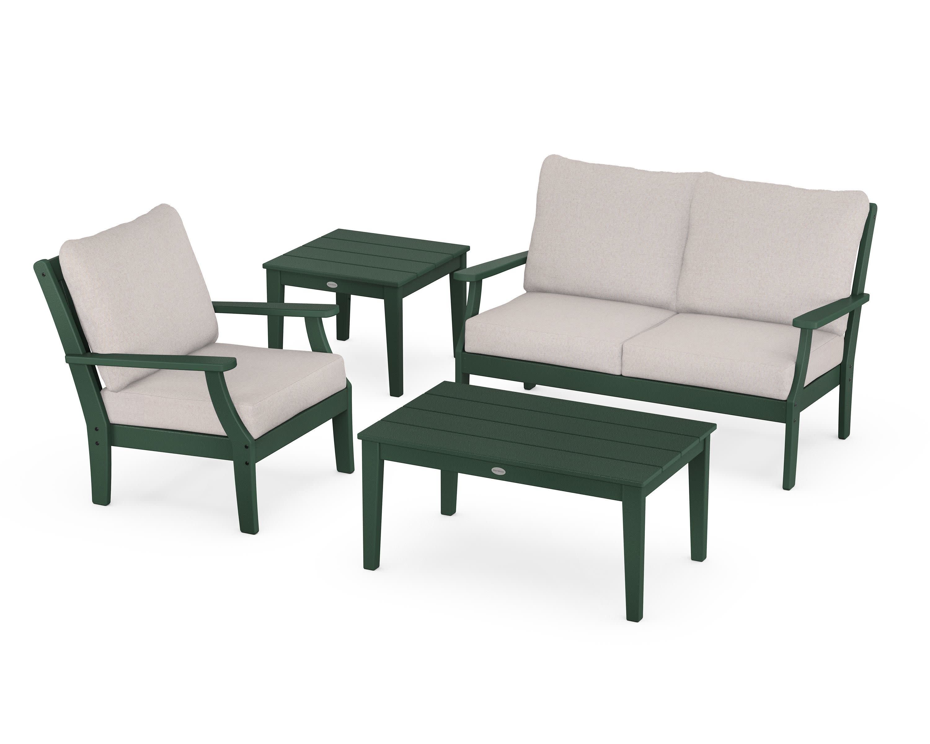 Braxton 4-Piece Deep Seating Set in Green / Dune Burlap