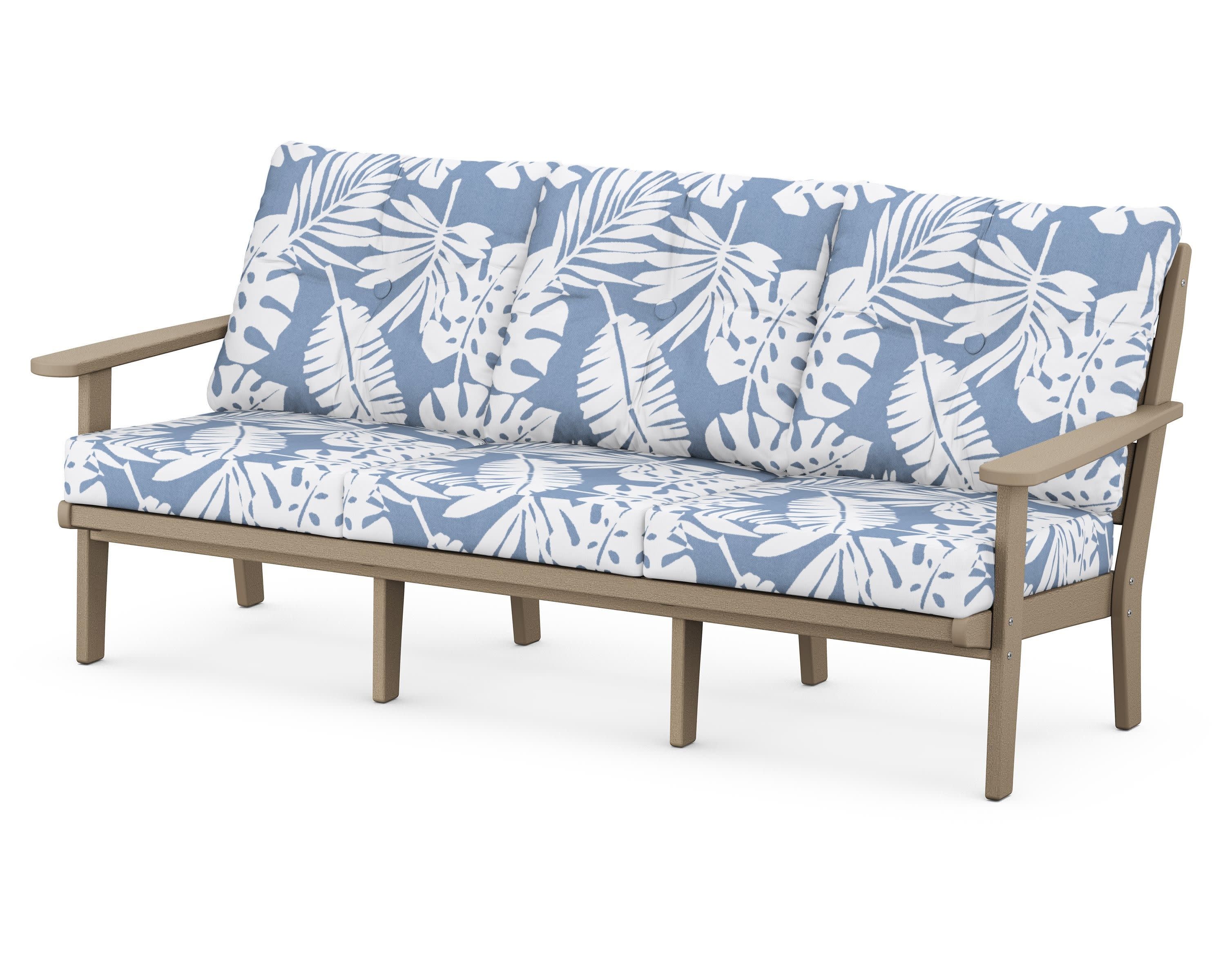 Lakeside Deep Seating Sofa in Vintage Sahara / Leaf Sky Blue