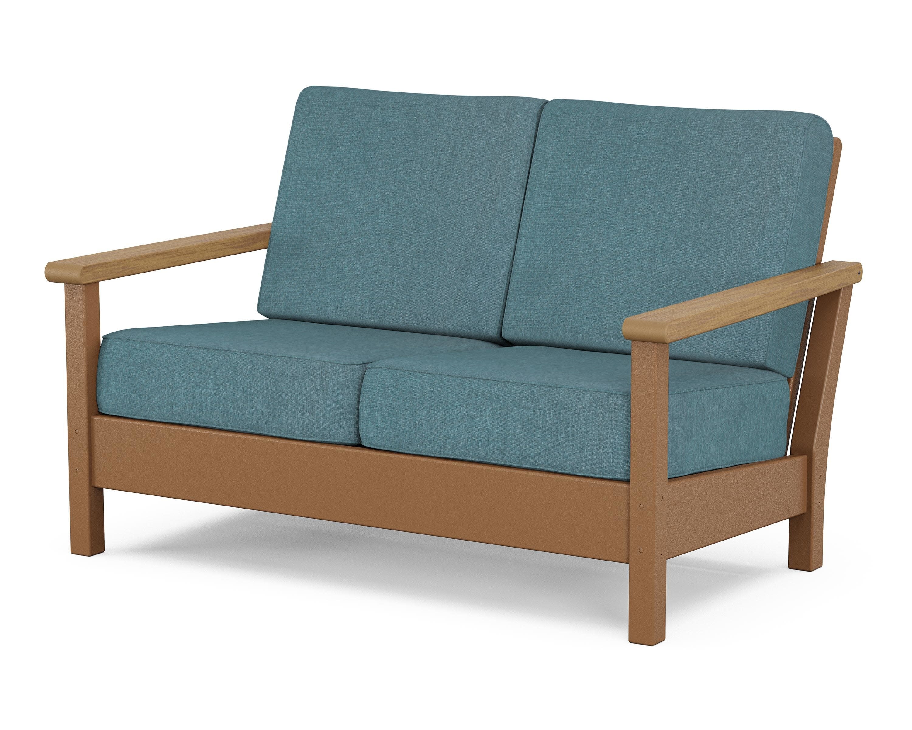 Harbour Deep Seating Loveseat in Teak / Natural / Ocean Teal