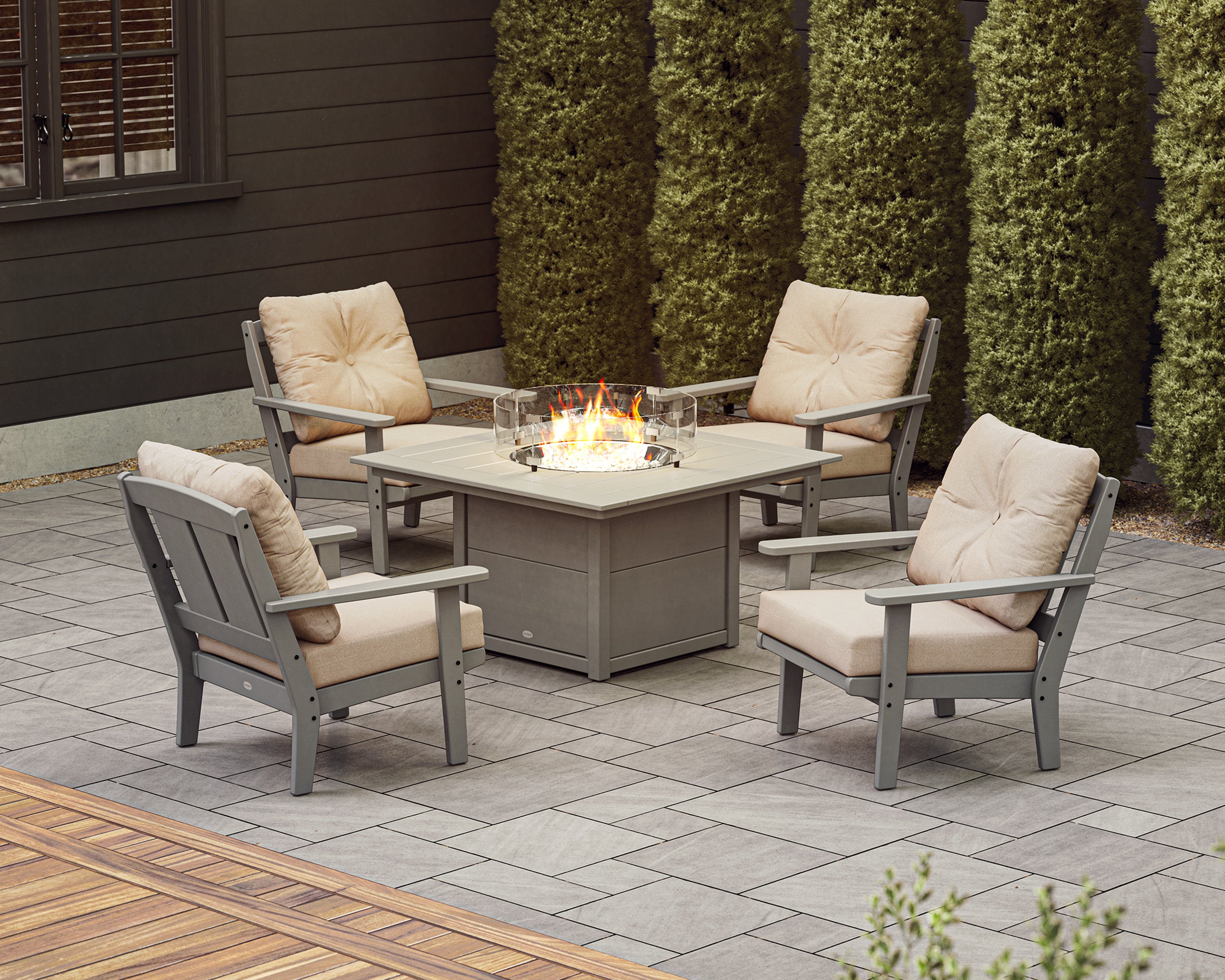 Mission 5-Piece Deep Seating Set with Fire Pit Table