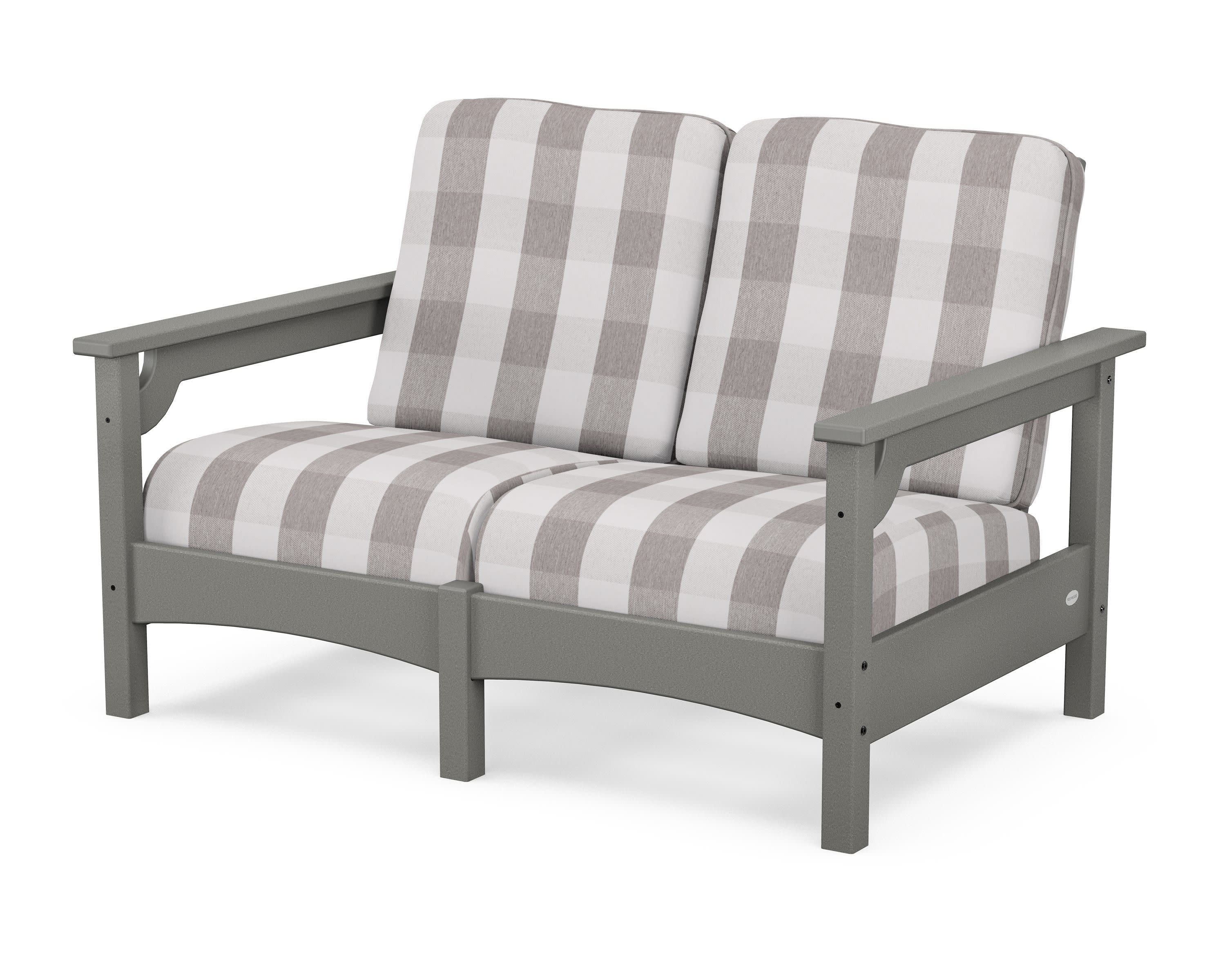 Club Loveseat in Slate Grey / Buffalo Plaid Grey Mist